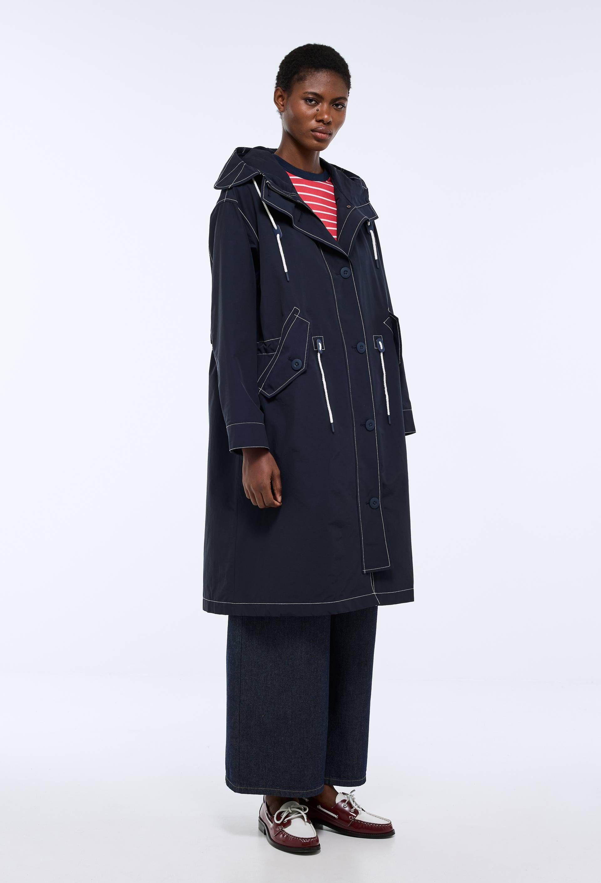 Parka longue &agrave; capuche, Bleu fonc&eacute;, large image number 0