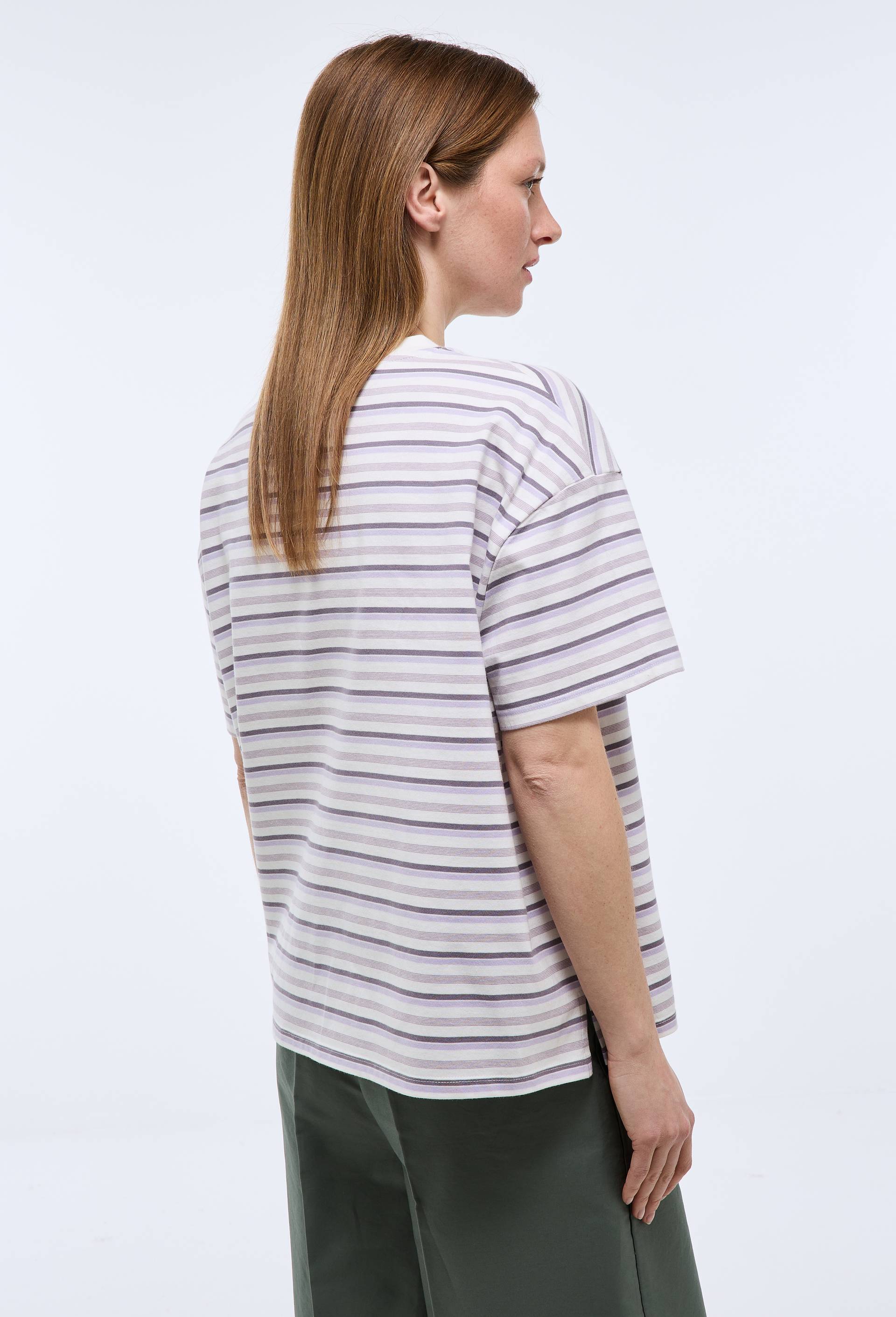 T-shirt &agrave; manches courtes ray&eacute; en coton BIO GOTS, Violet clair, large image number 6