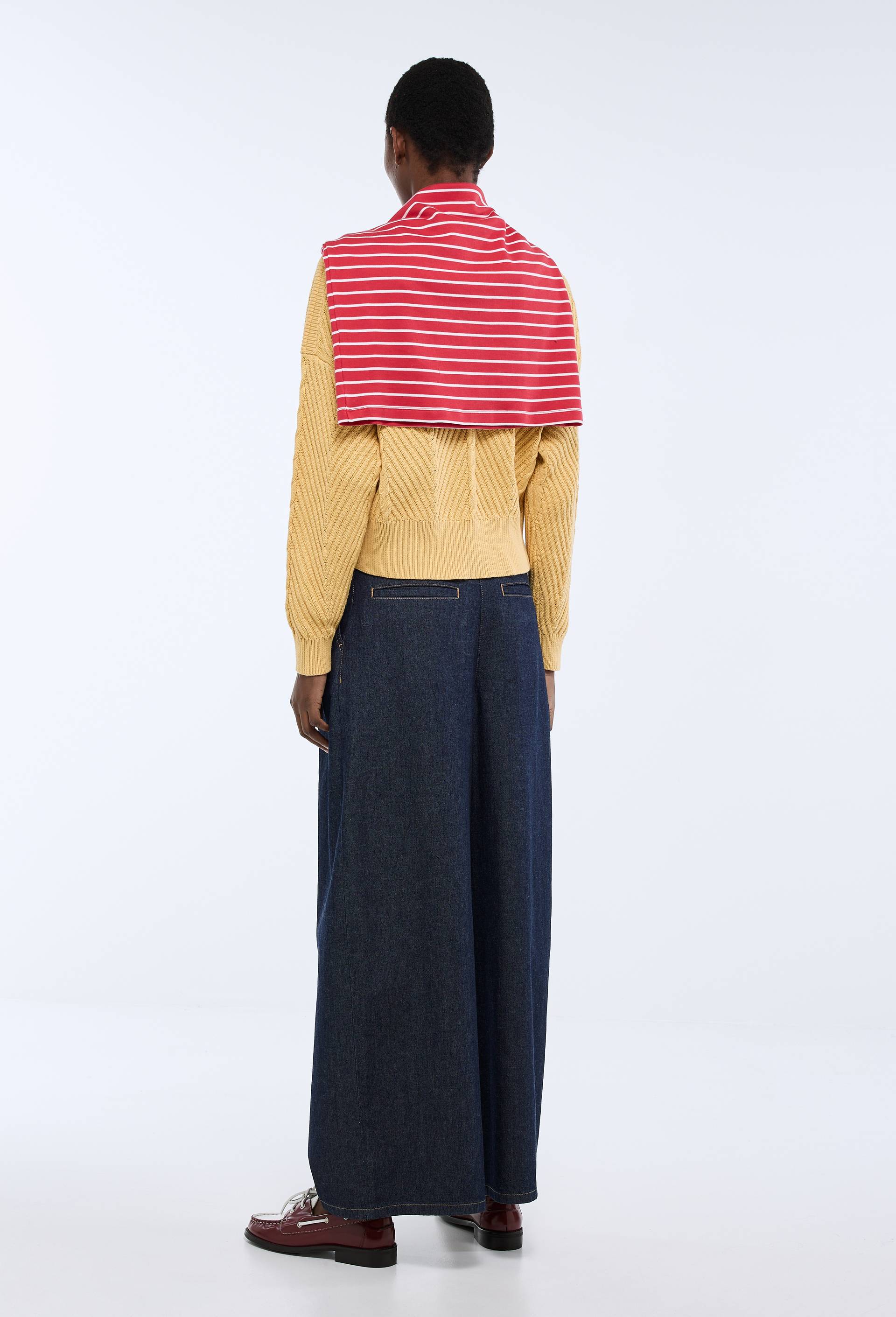 Jean wide leg &agrave; plis, Bleu fonc&eacute;, large image number 1