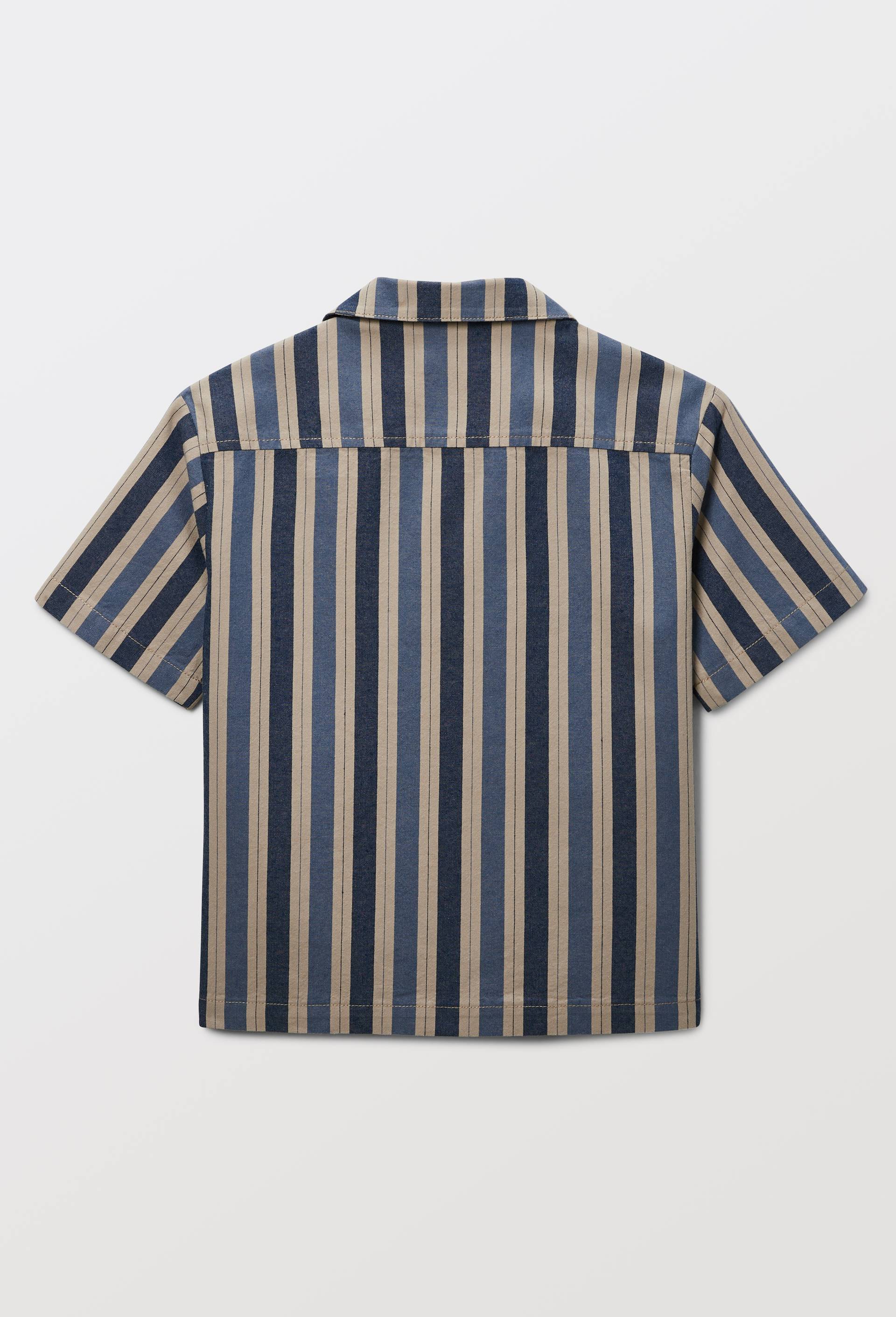 Chemise manches courtes ray&eacute;e en coton BIO GOTS, Bleu fonc&eacute;, large image number 2