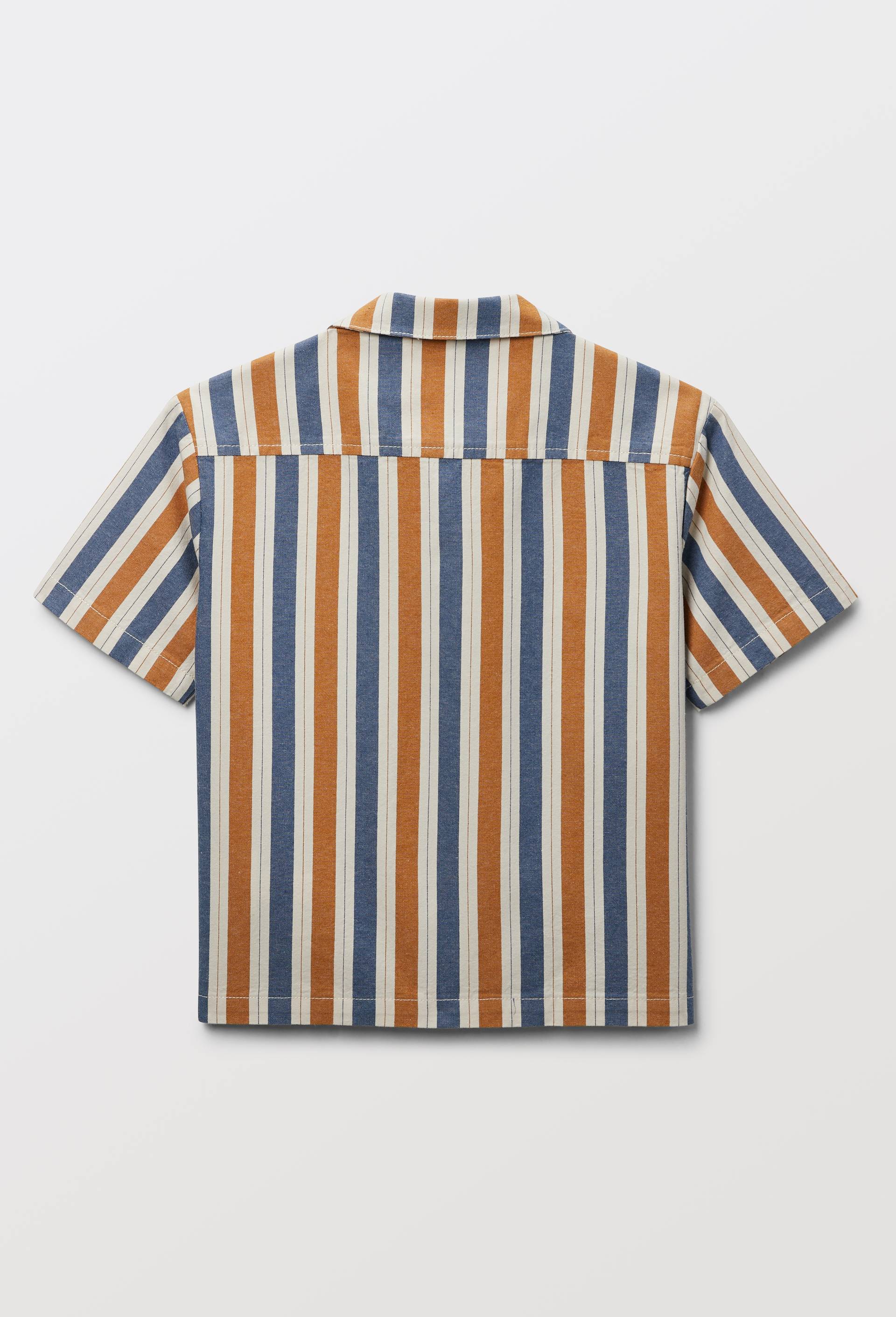 Chemise manches courtes ray&eacute;e en coton BIO GOTS, Brun clair, large image number 3