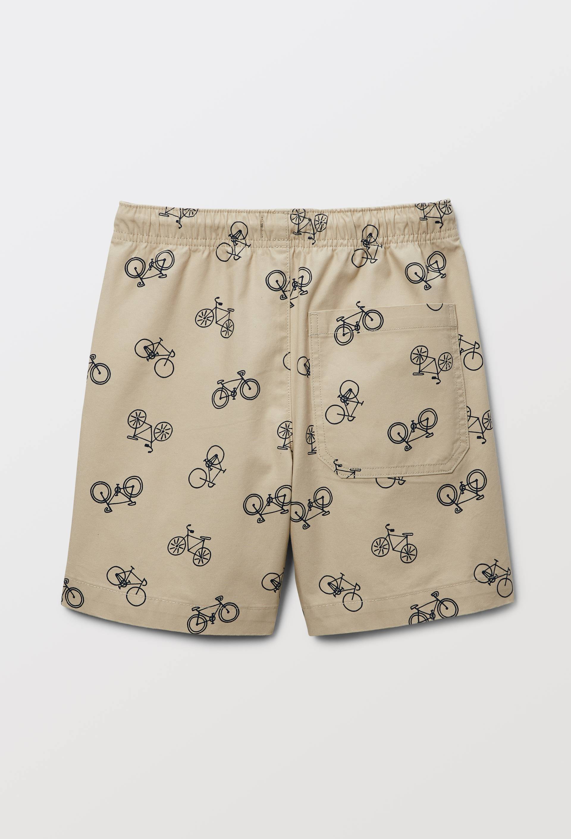 Bermuda droit &eacute;lastiqu&eacute; avec cordon imprim&eacute; en coton BIO GOTS, Beige, large image number 2