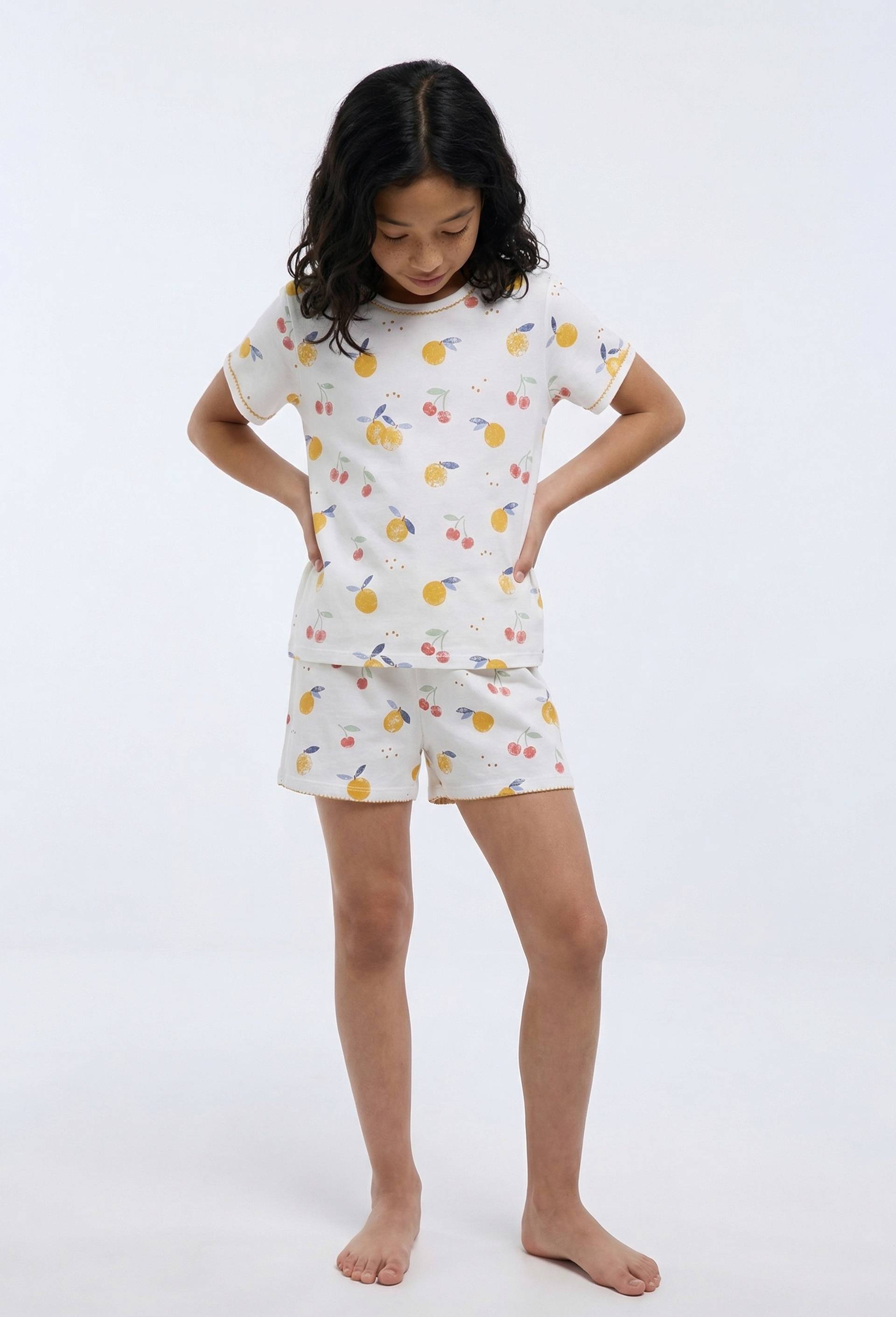 pyjama short imprim&eacute; en jersey coton BIO GOTS, Beige clair, large image number 0.0