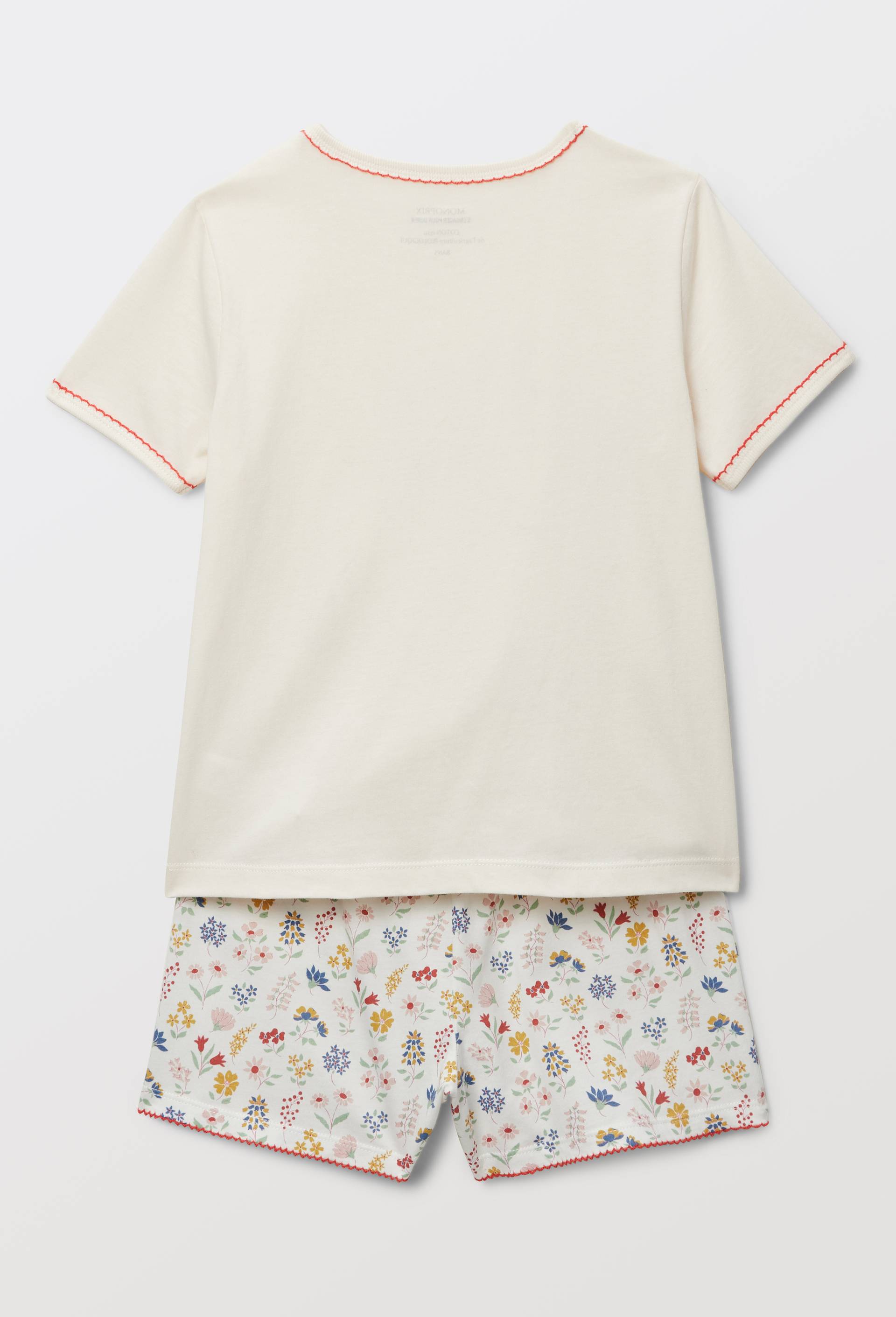Pyjama manches courtes imprim&eacute; en coton BIO GOTS, Beige clair, large image number 2