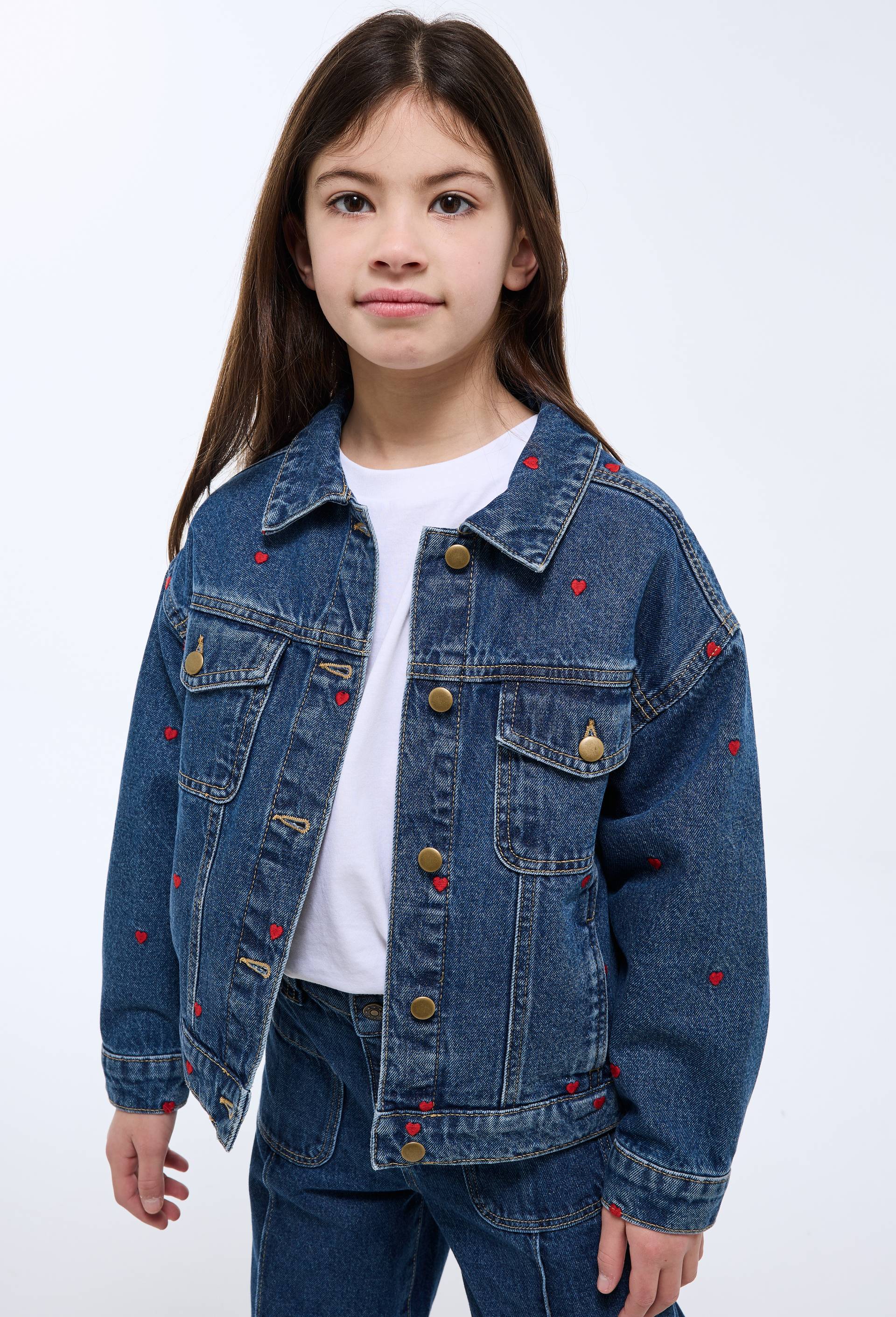 Veste brod&eacute;e en jean, Bleu fonc&eacute;, large image number 0