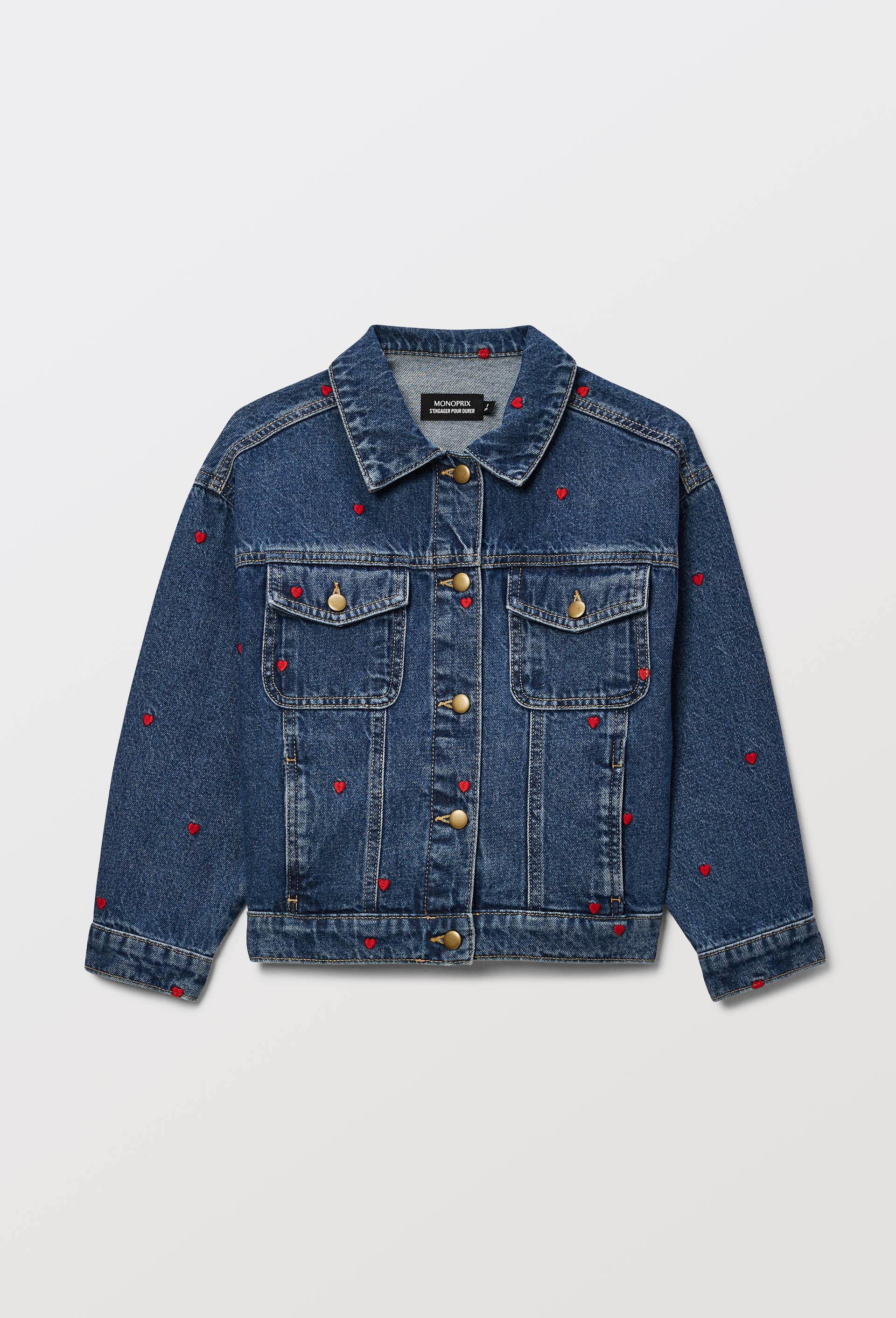 Veste brod&eacute;e en jean, Bleu fonc&eacute;, large image number 1.0