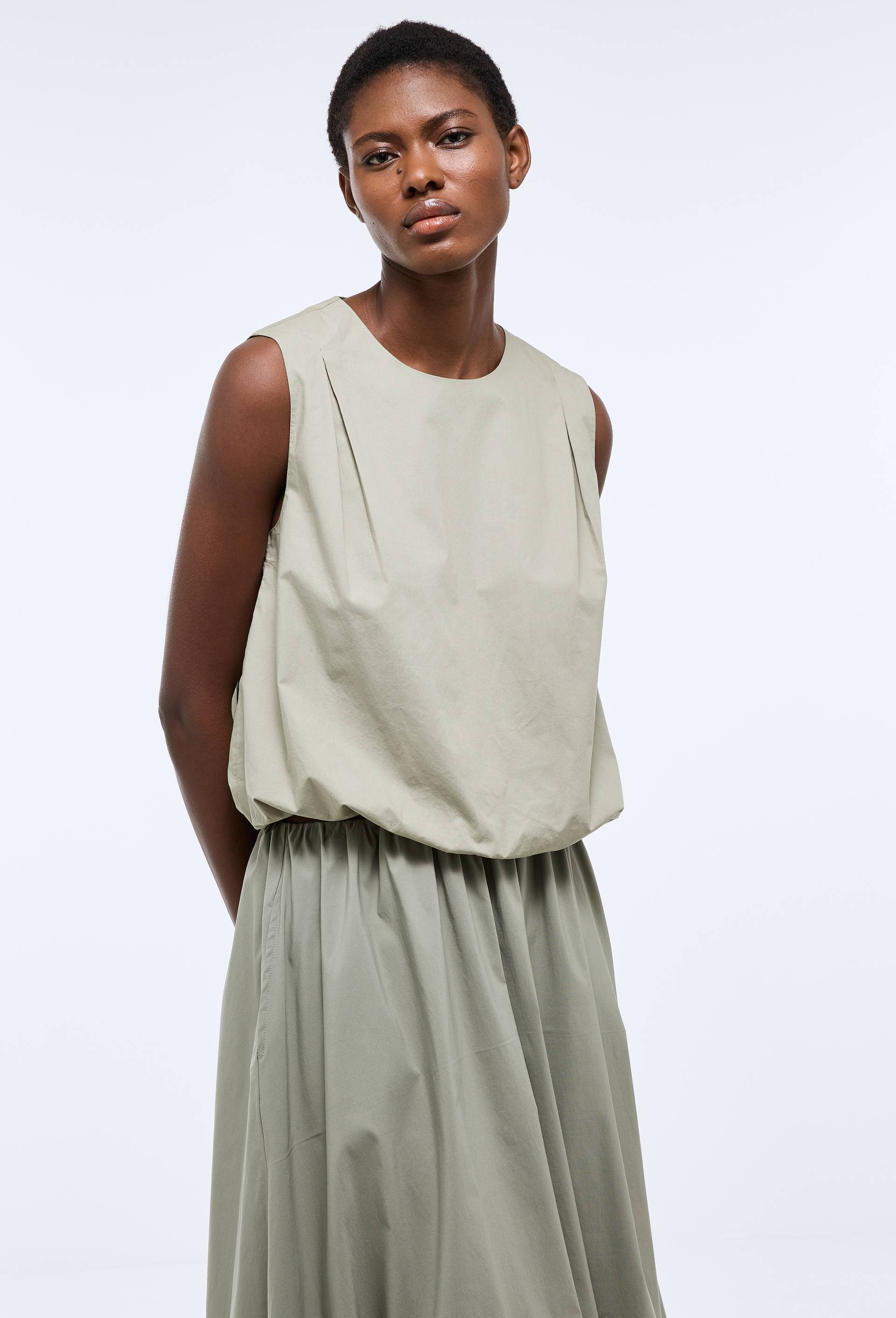 Top sans manches bouffant uni en coton BIO GOTS, Vert, large image number 0