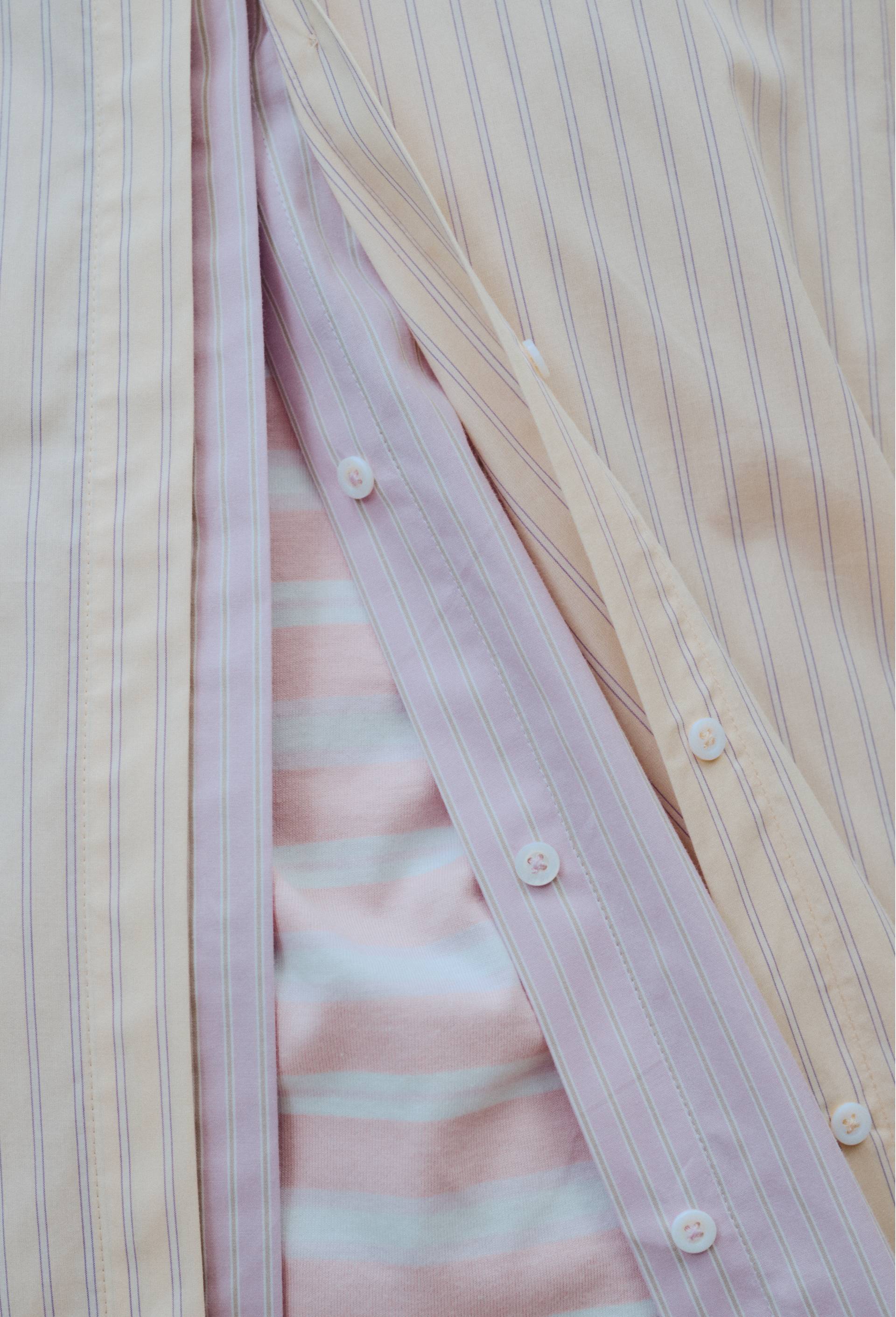 Chemise manches longues ray&eacute;e d&eacute;tails smock dos en coton BIO GOTS, Jaune clair, large image number 3
