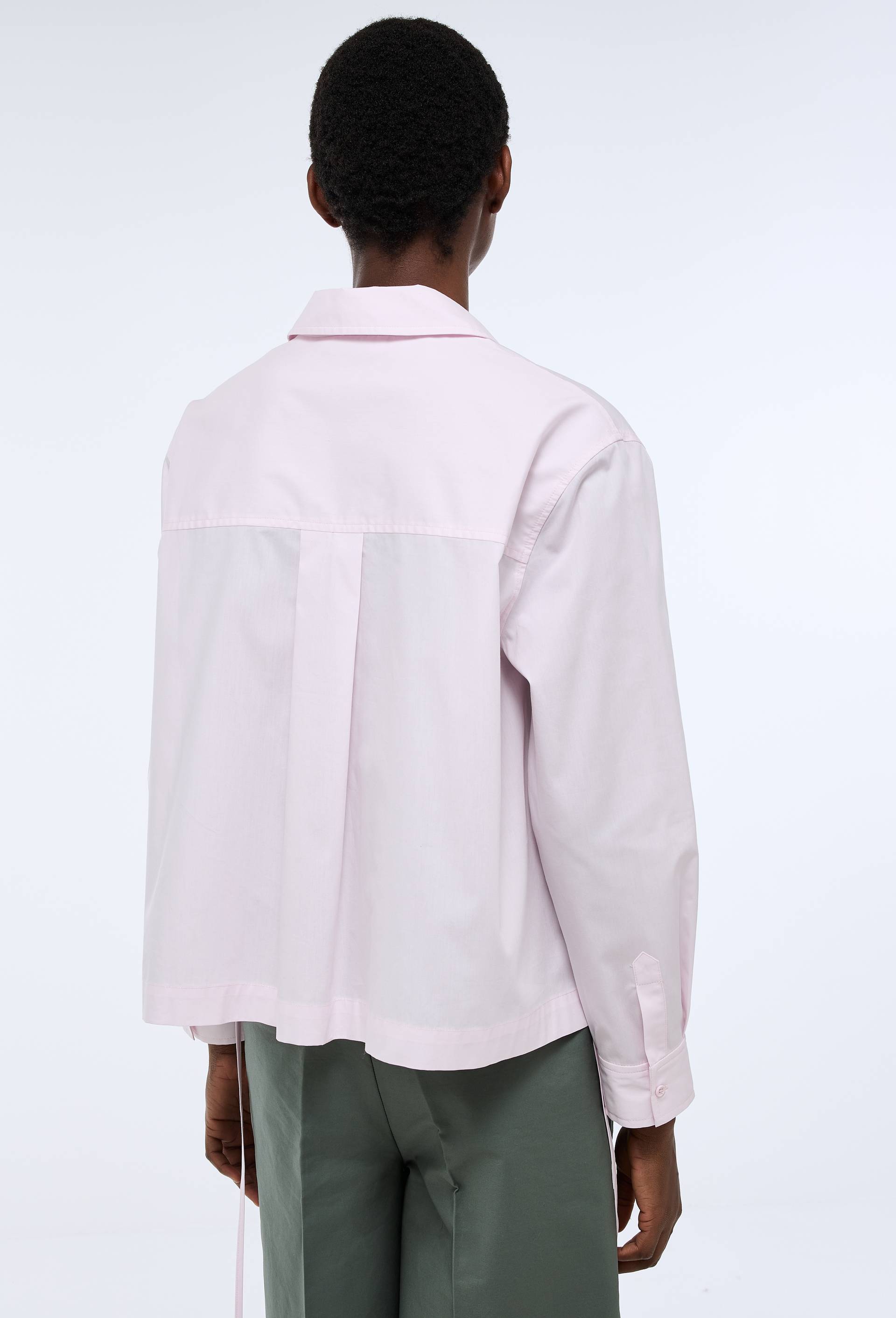 Chemisier manches longues cintr&eacute;e en coton BIO GOTS, Rose clair, large image number 3
