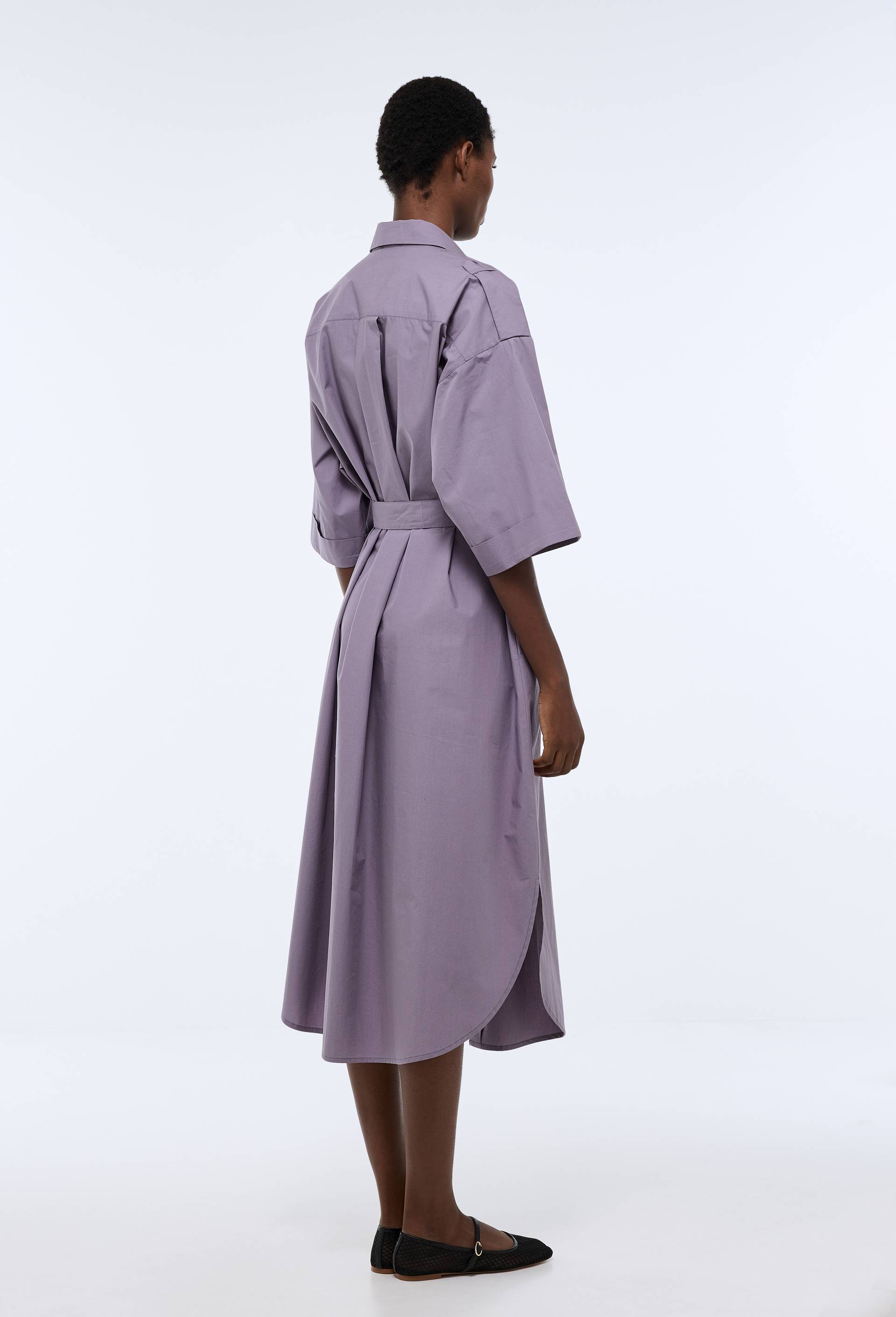 Robe chemise, manches trois quarts en coton BIO GOTS, Violet, large image number 4