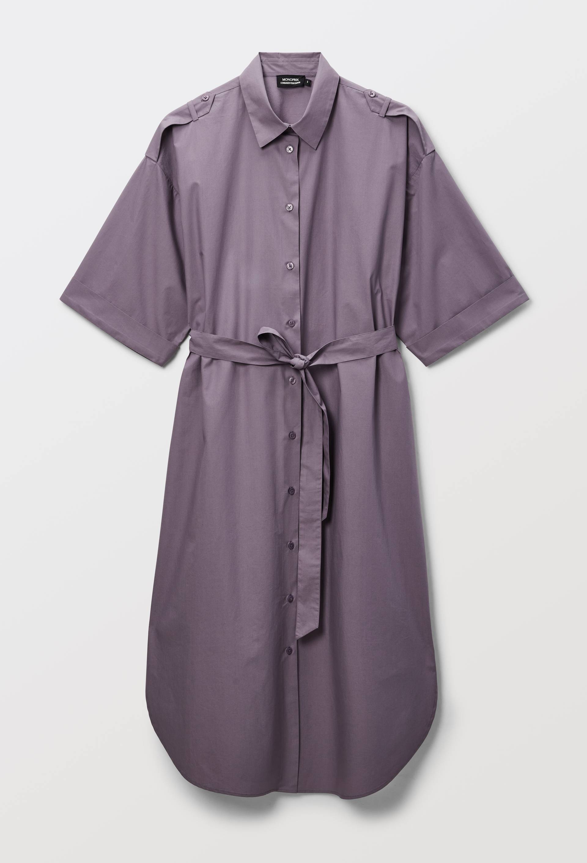 Robe chemise, manches trois quarts en coton BIO GOTS, Violet, large image number 5