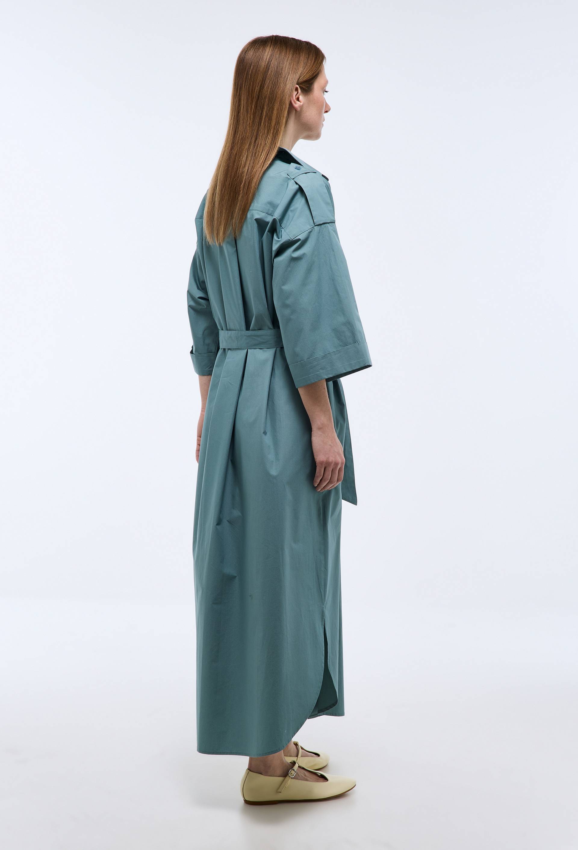 Robe chemise, manches trois quarts en coton BIO GOTS, Vert, large image number 1