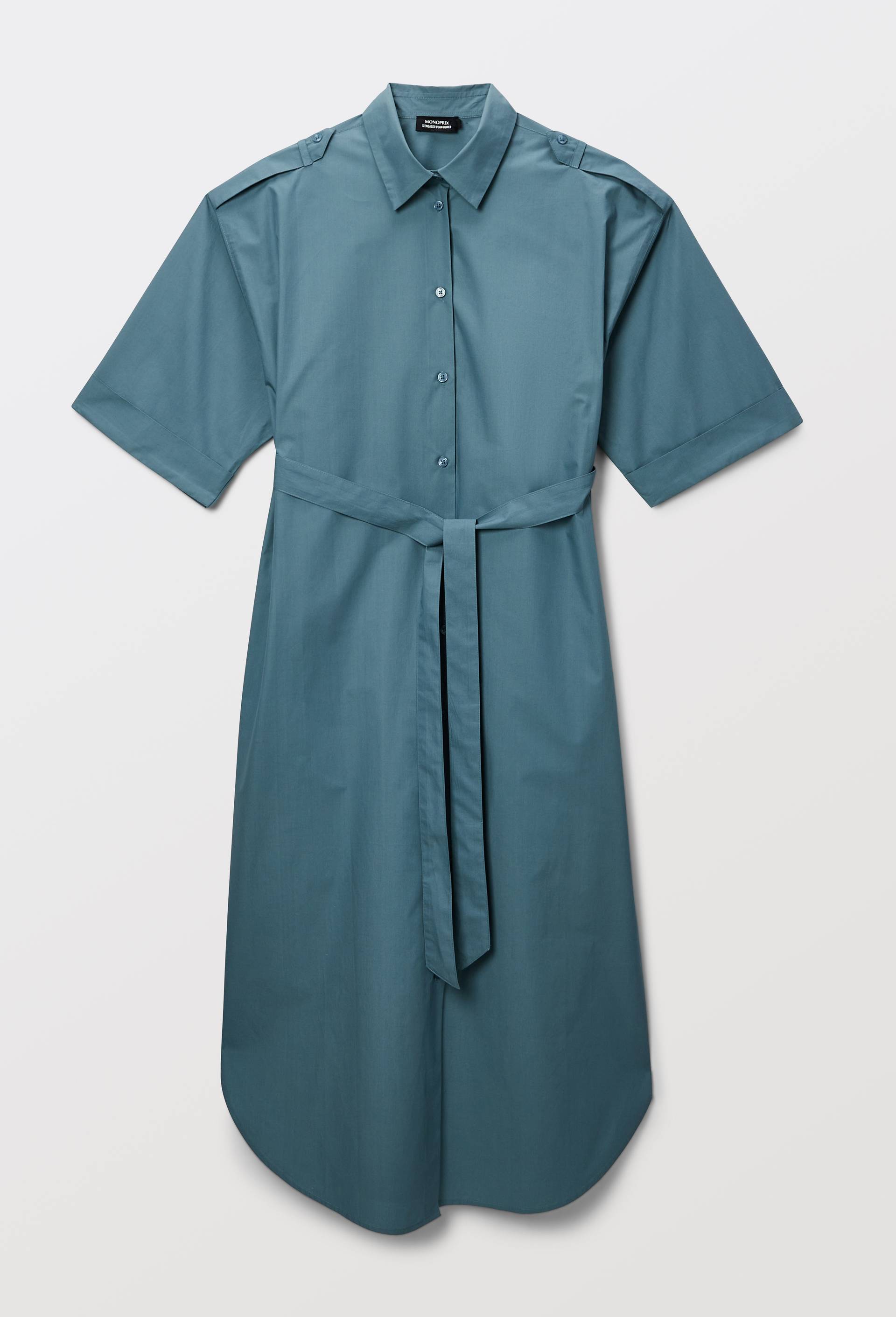 Robe chemise, manches trois quarts en coton BIO GOTS, Vert, large image number 2