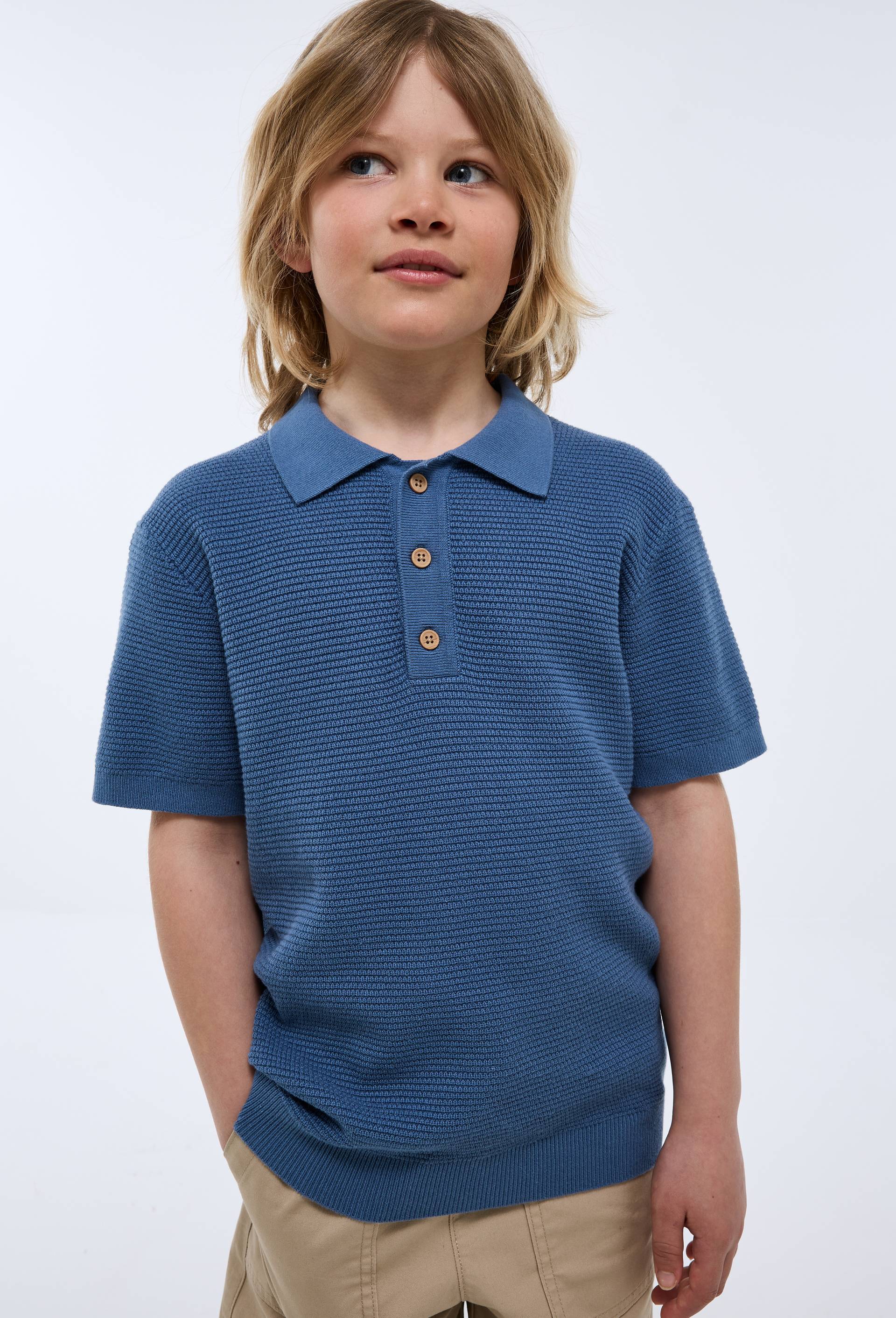 Polo maille manches courtes uni, Bleu, large image number 1
