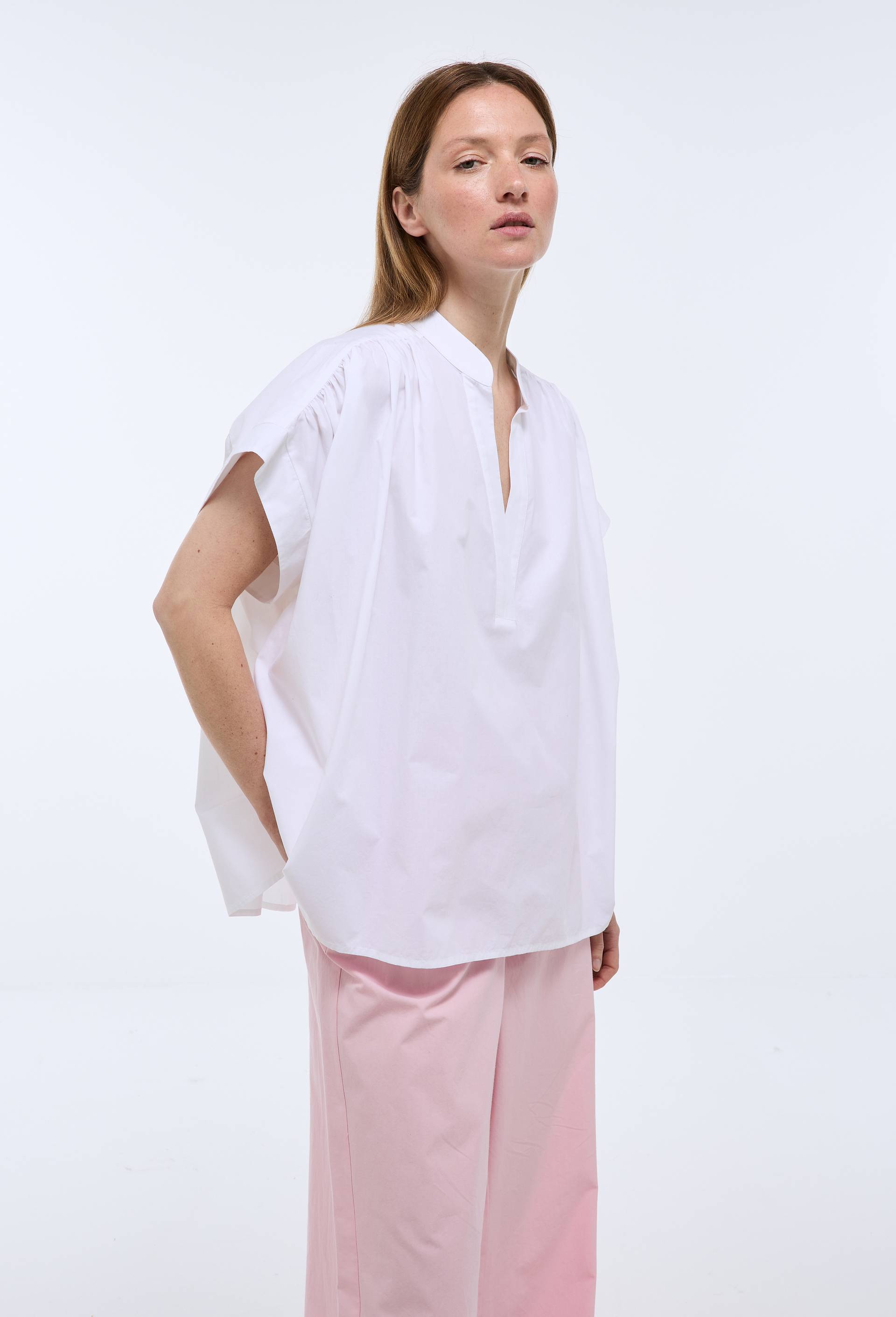 Top manches courtes uni en coton BIO GOTS, Blanc, large image number 0