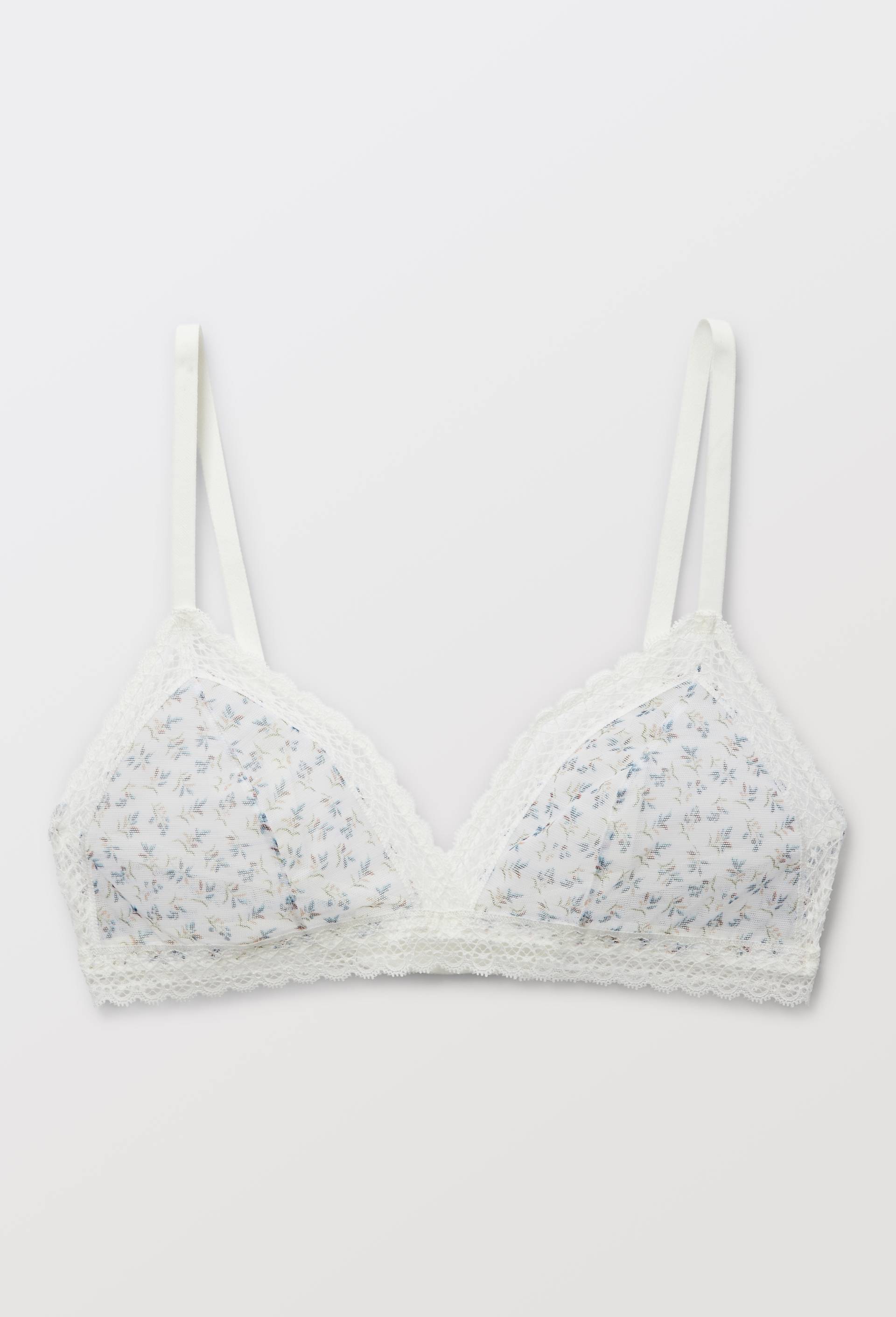 Soutien-gorge triangle FLORE en microfibre imprim&eacute;e, Ecru, large image number 2