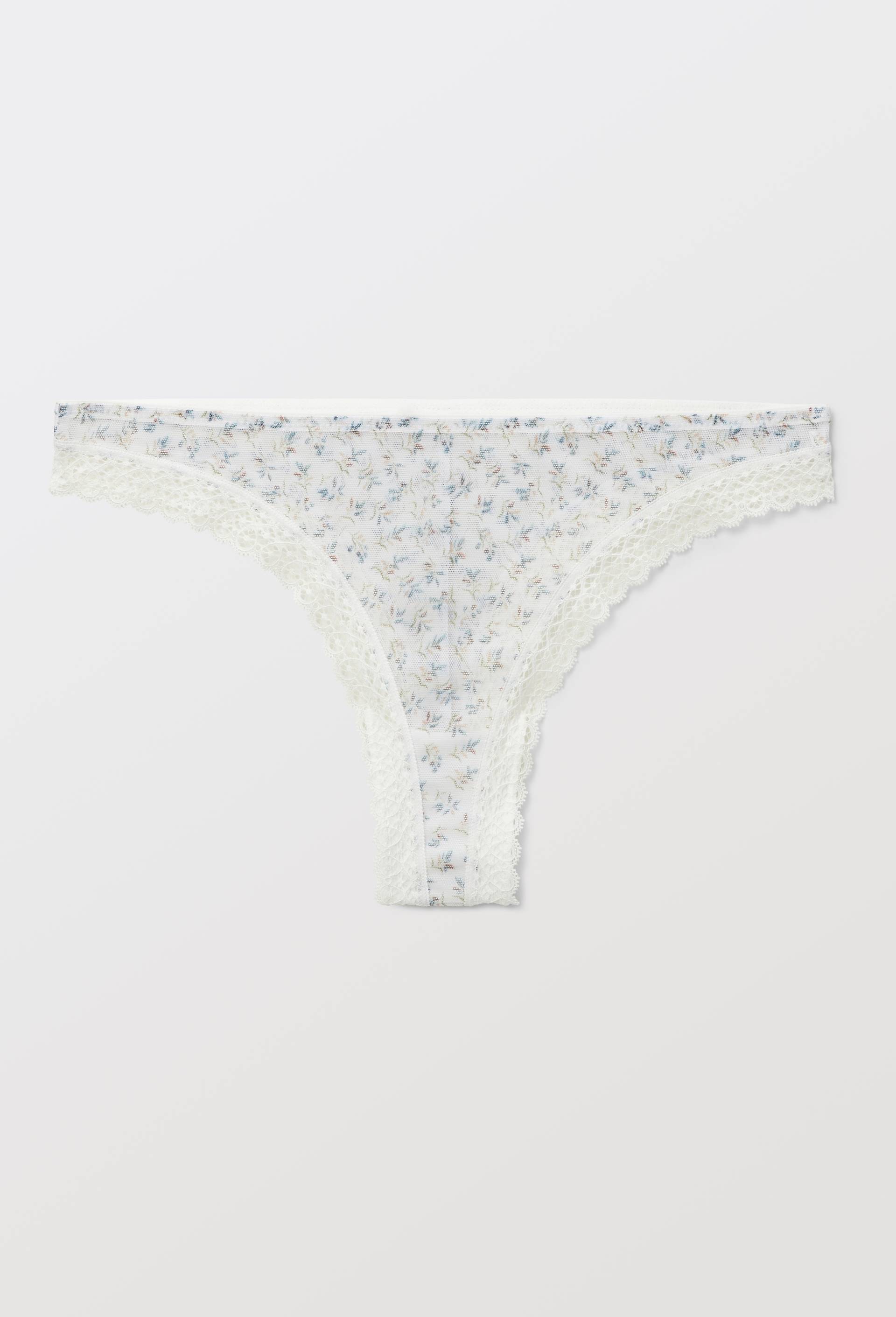 Tanga FLORE en microfibre imprim&eacute;e, Ecru, large image number 2