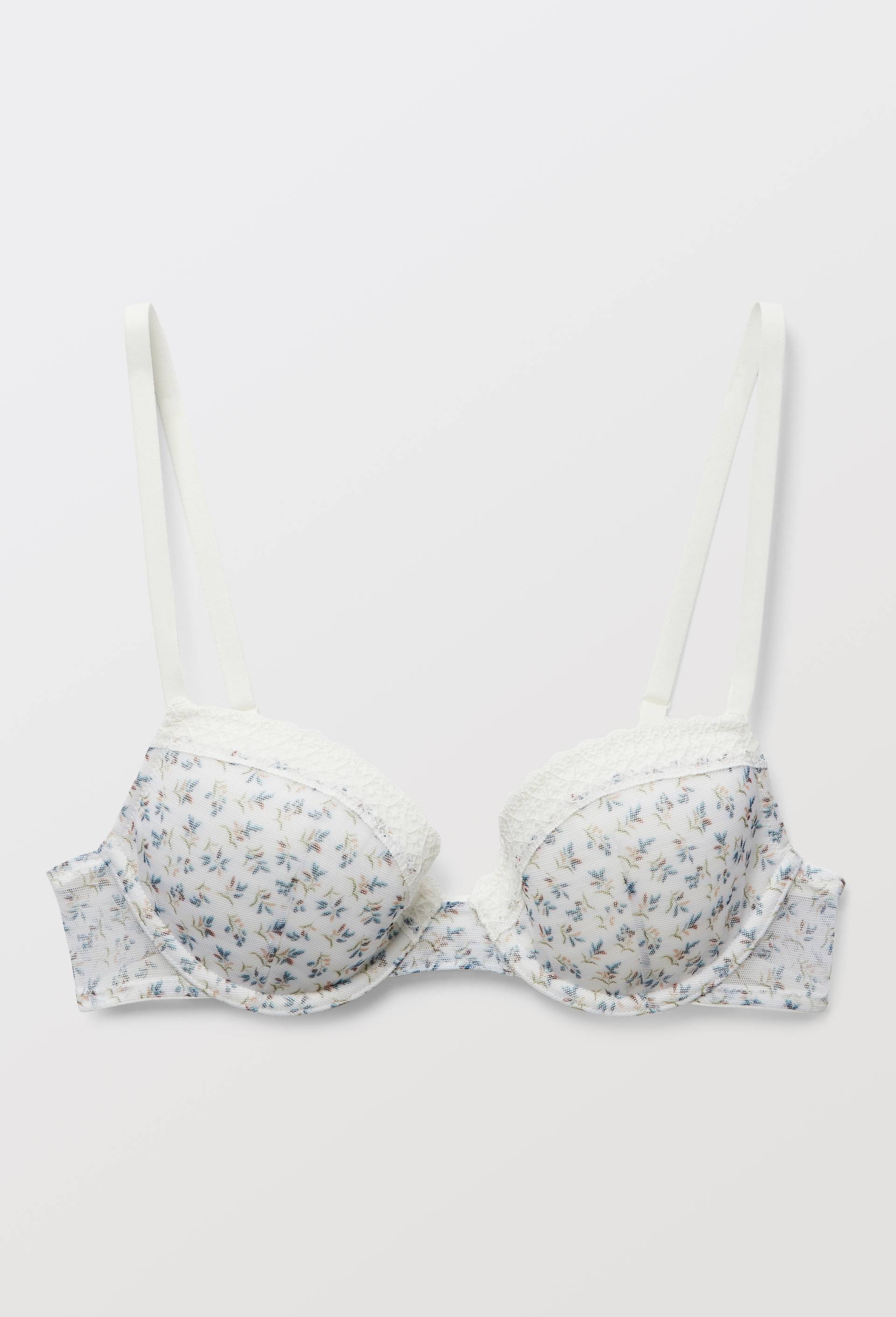Soutien-gorge corbeille padd&eacute; FLORE en microfibre imprim&eacute;, Ecru, large image number 2