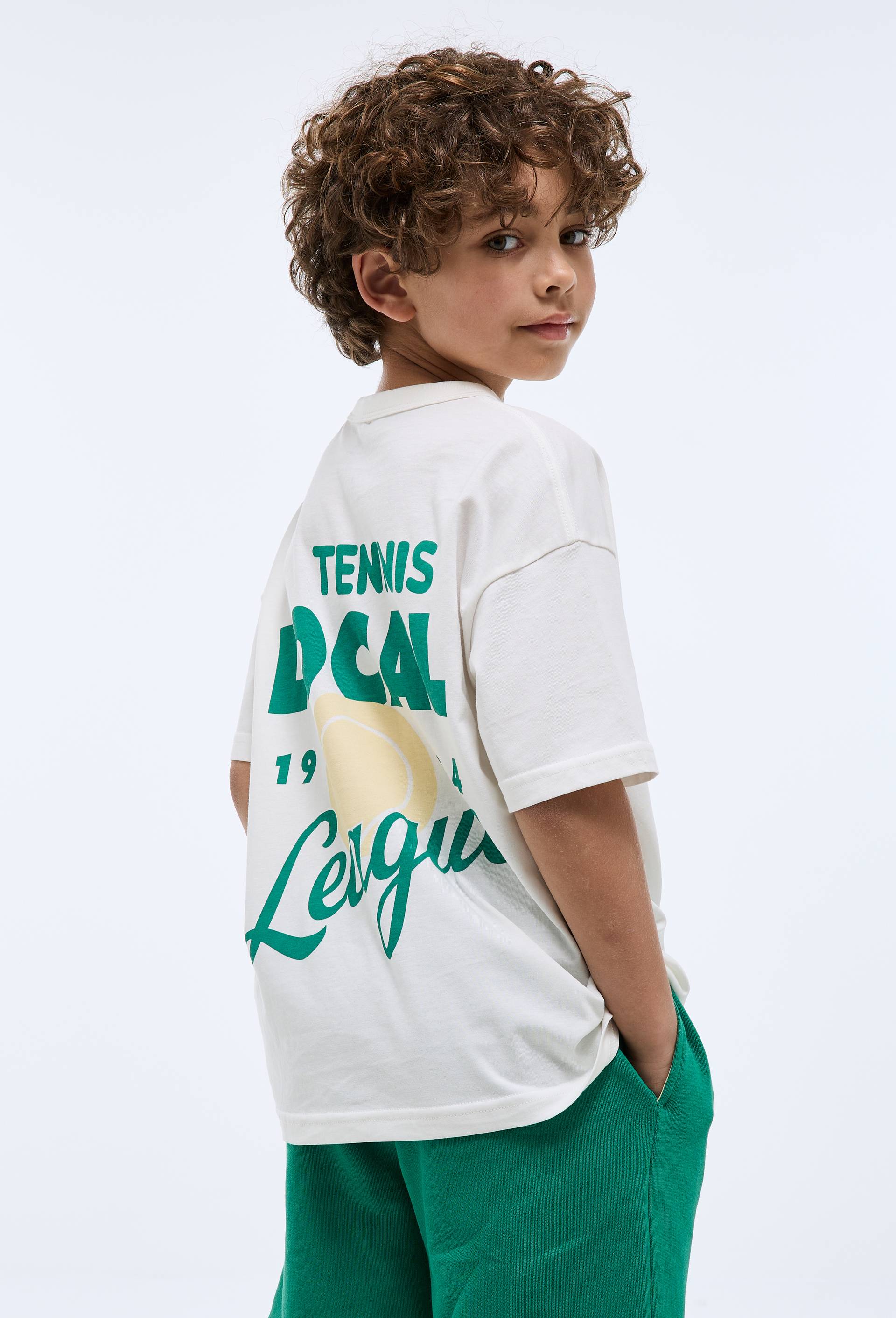 T-shirt manches courtes imprim&eacute; en coton BIO GOTS, Ecru, large image number 1.0