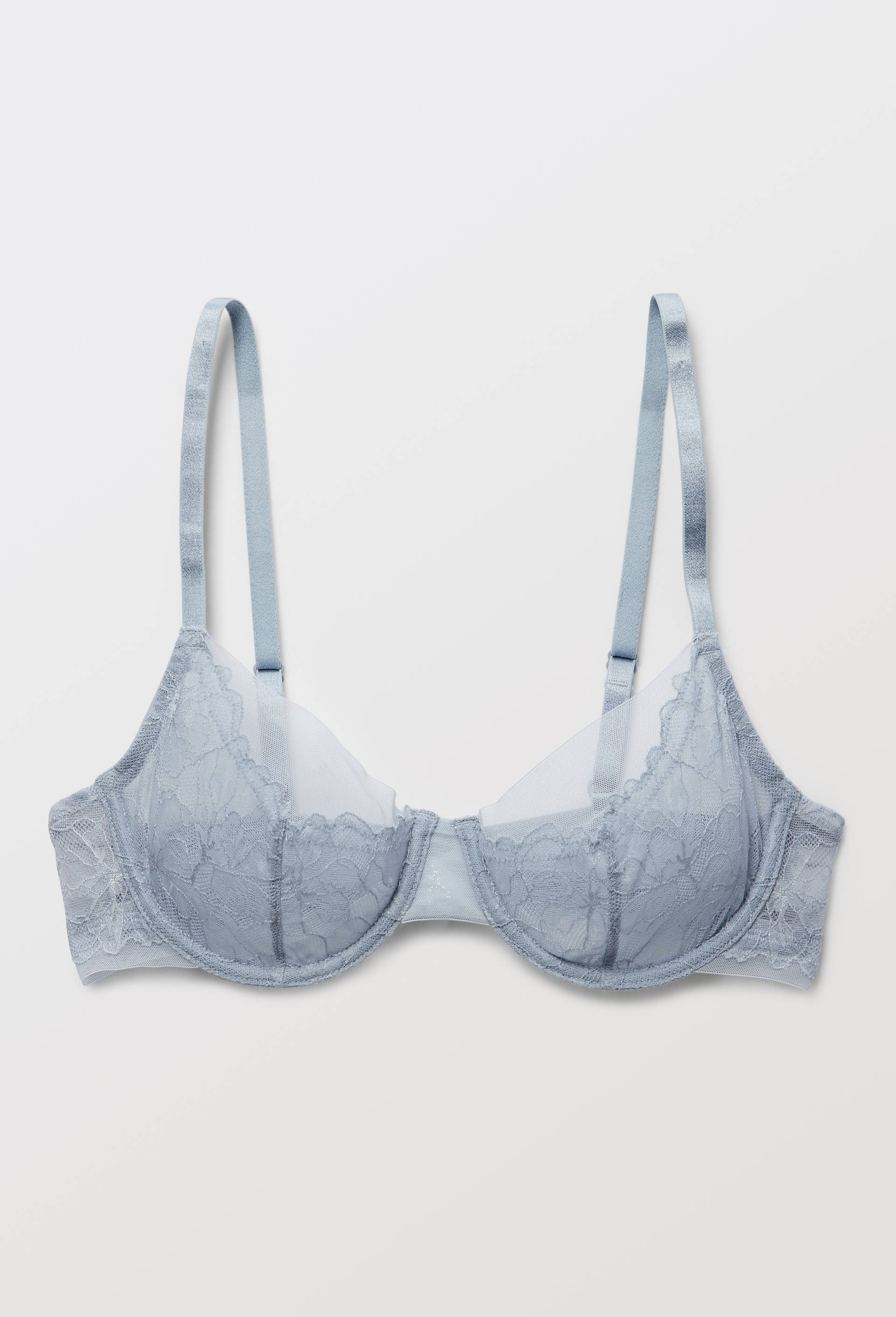 Soutien-gorge corbeille balconnet SOLENE en dentelle, Bleu, large image number 2