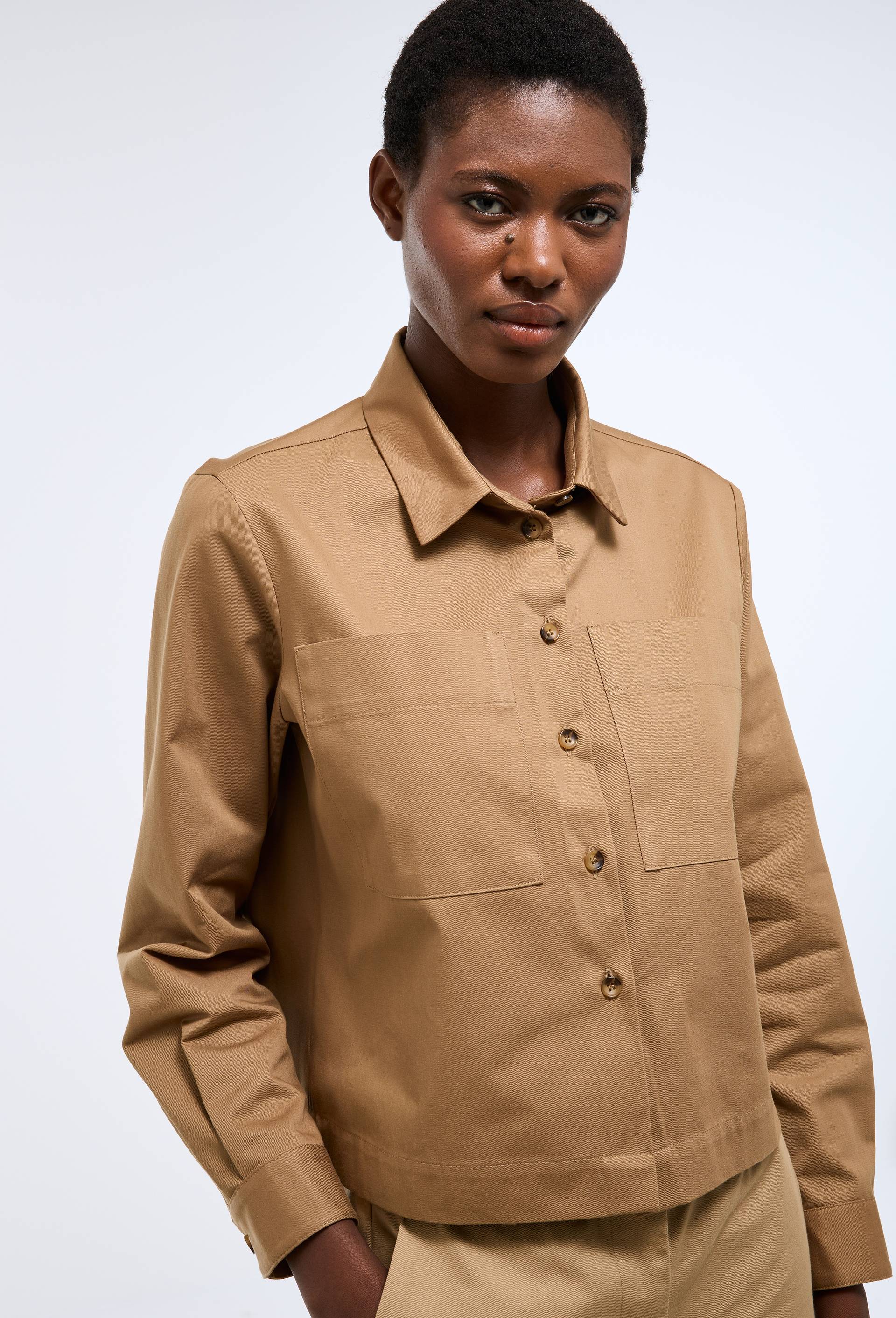 Chemise manches longues en coton, Brun clair, large image number 0