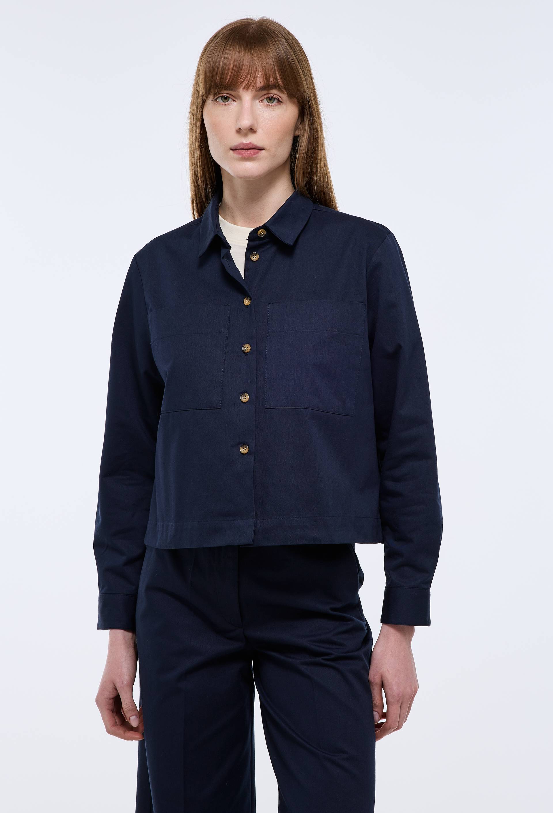 Chemise manches longues en coton, Bleu fonc&eacute;, large image number 1