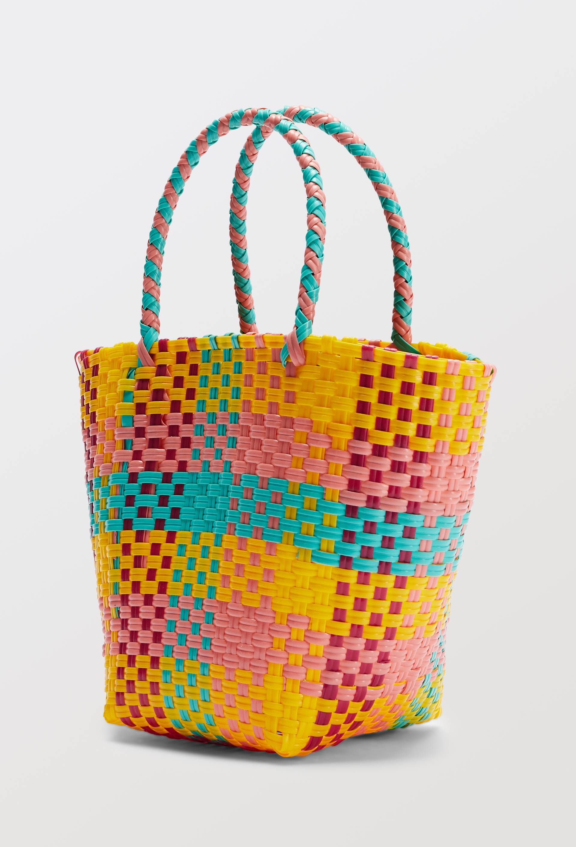 Panier en plastique tress&eacute;, Multicolore, large image number 2