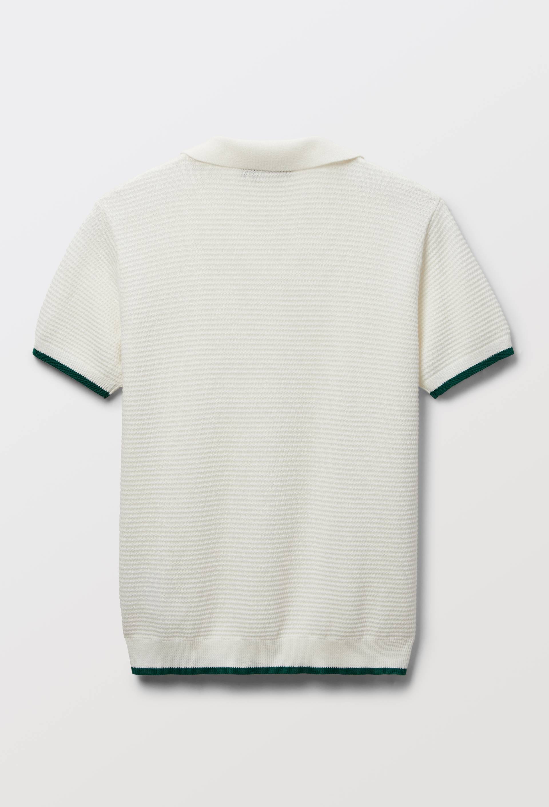 Tee-shirt polo manches courtes en maille uni avec patch en coton, Ecru, large image number 3.0