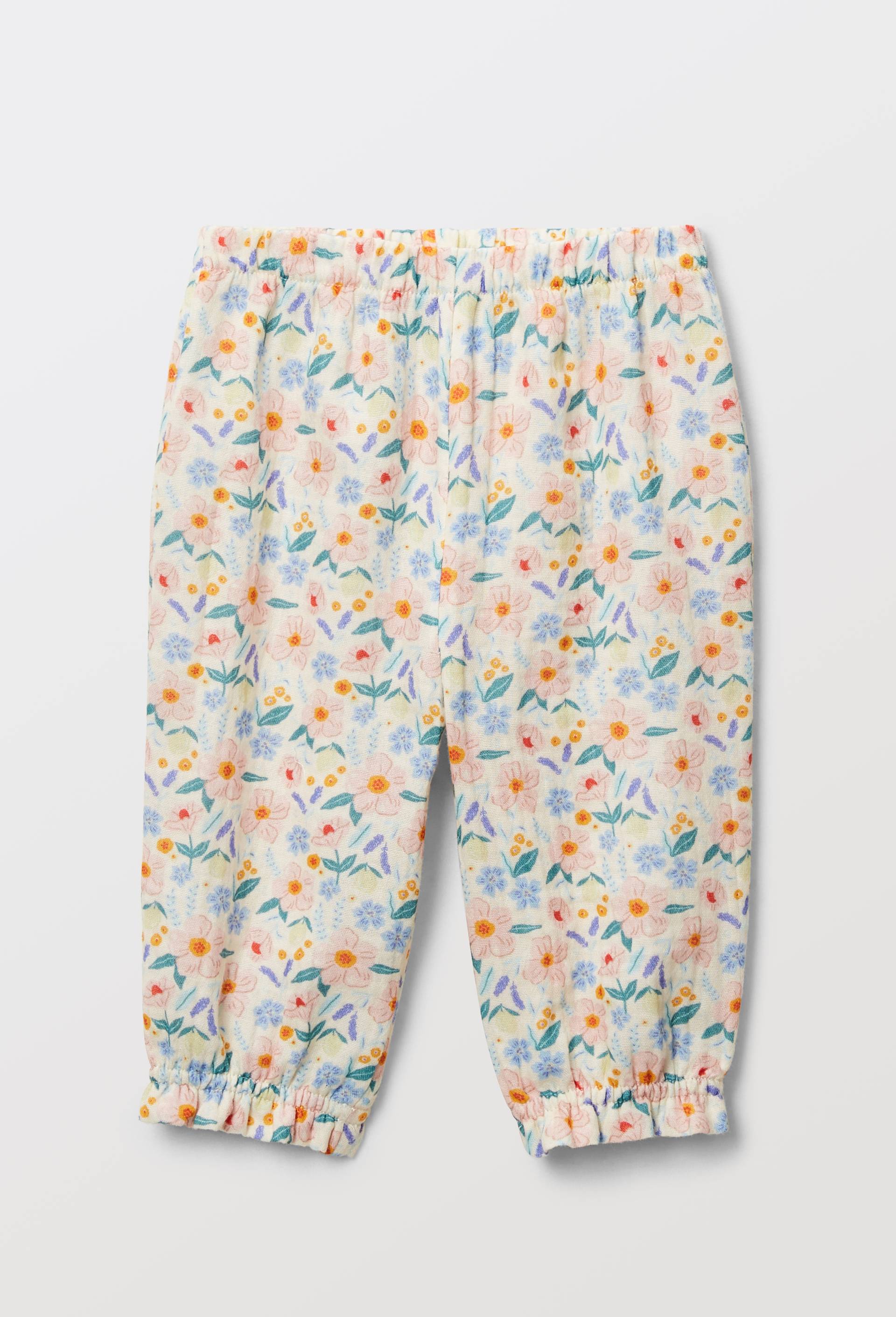 Pantalon imprim&eacute; en gaze de coton BIO, Beige clair, large image number 0