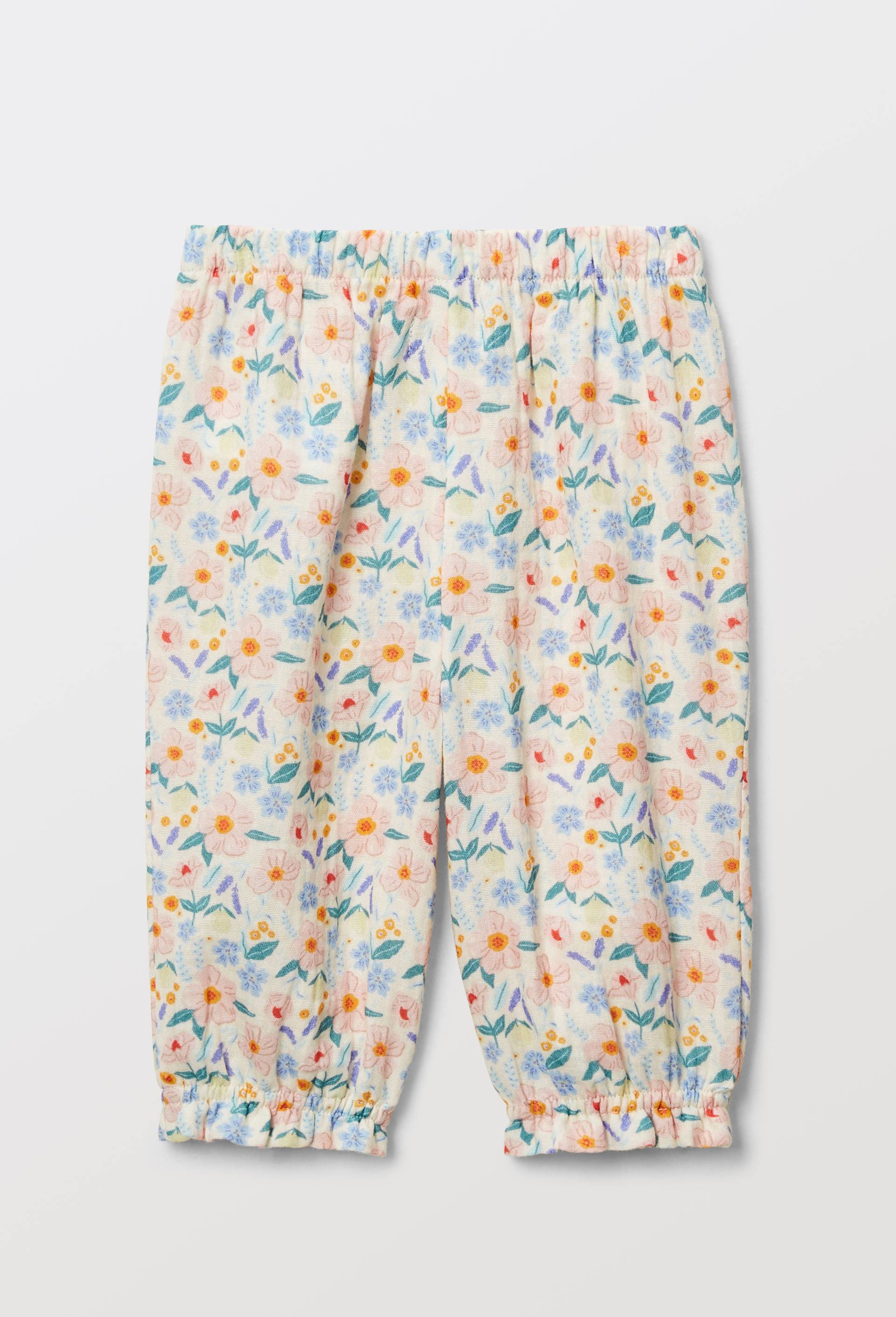 Pantalon imprim&eacute; en gaze de coton BIO, Beige clair, large image number 1