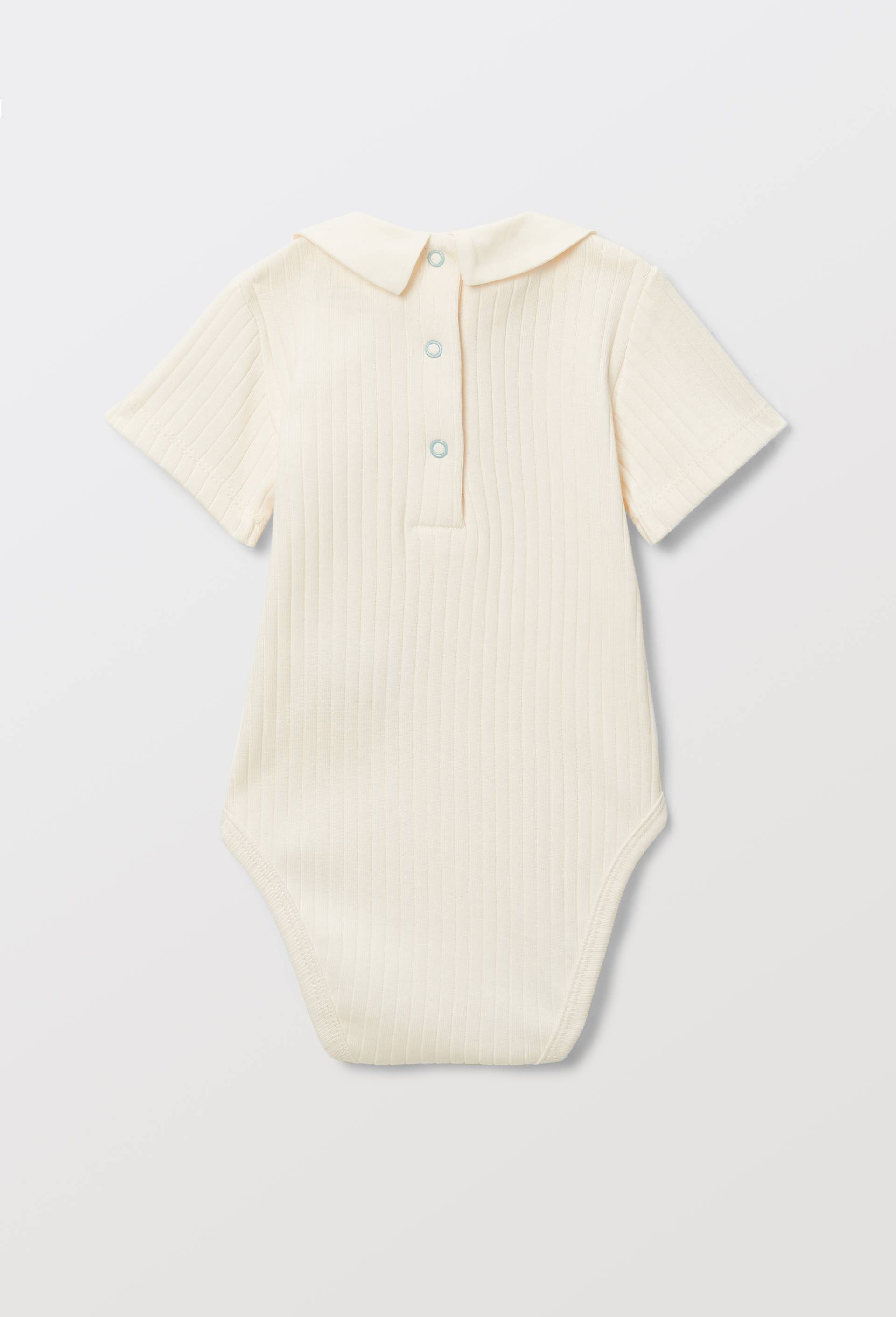 Body manches courtes &agrave; col chemise en coton BIO GOTS, Beige clair, large image number 1.0