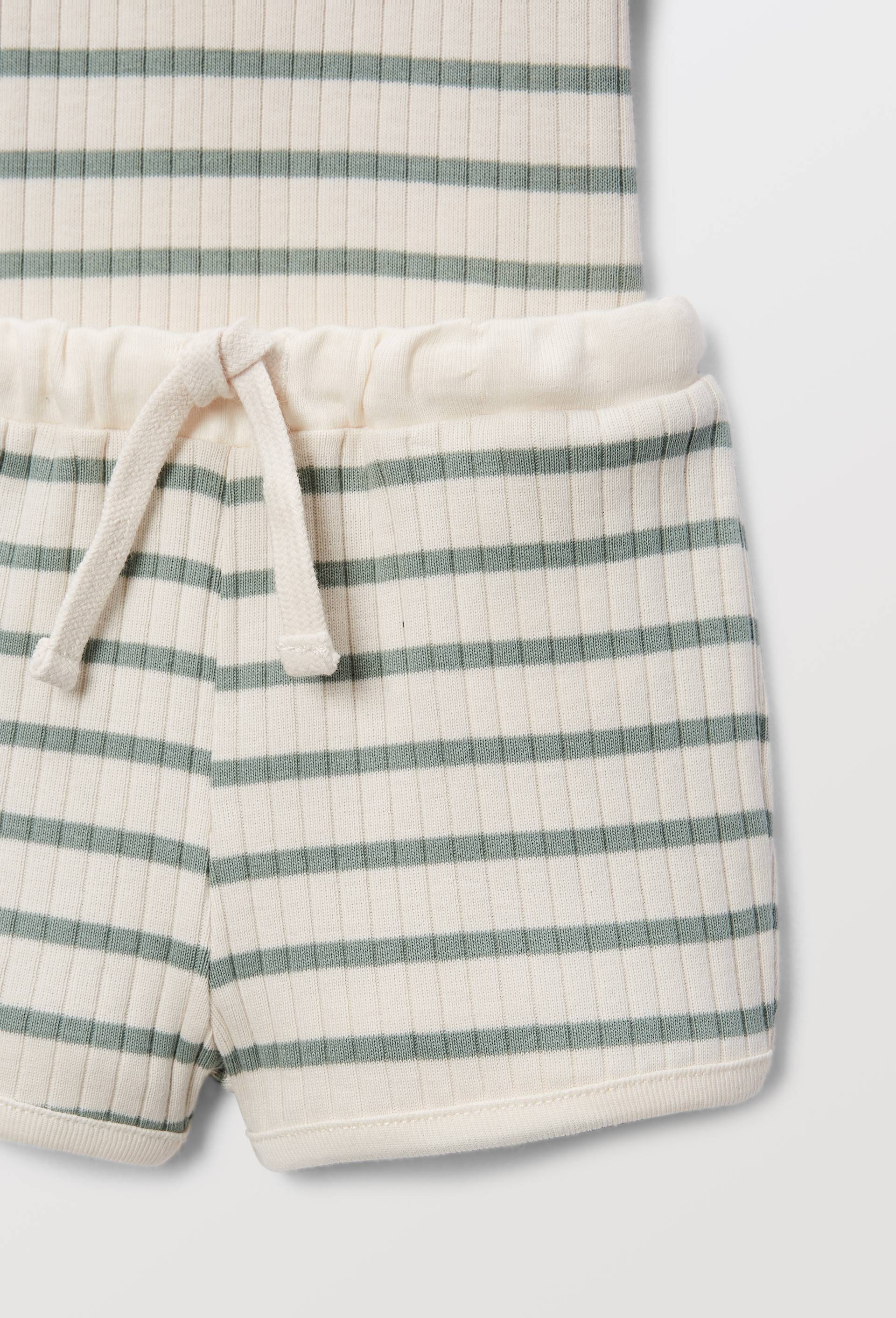 Ensemble body et short ray&eacute; en coton BIO GOTS, Vert, large image number 2