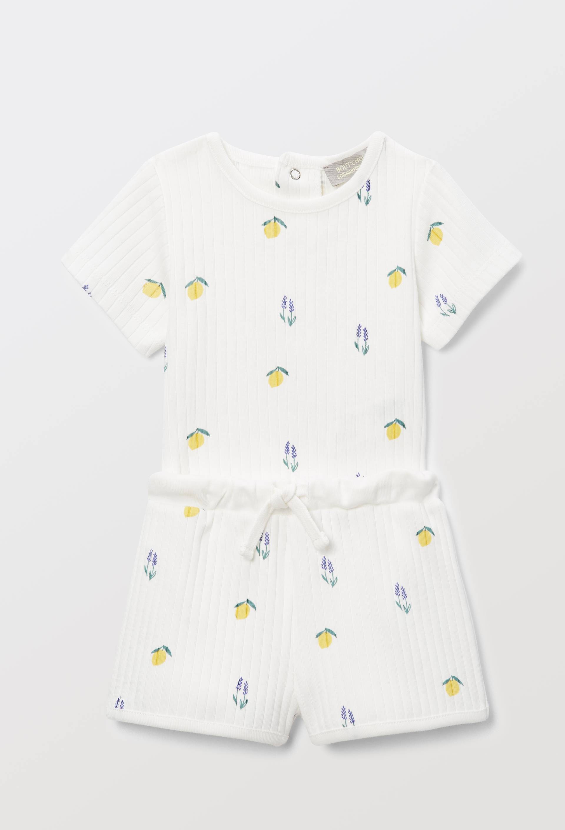 Ensemble body et short imprim&eacute; en coton BIO GOTS, Ecru, large image number 0