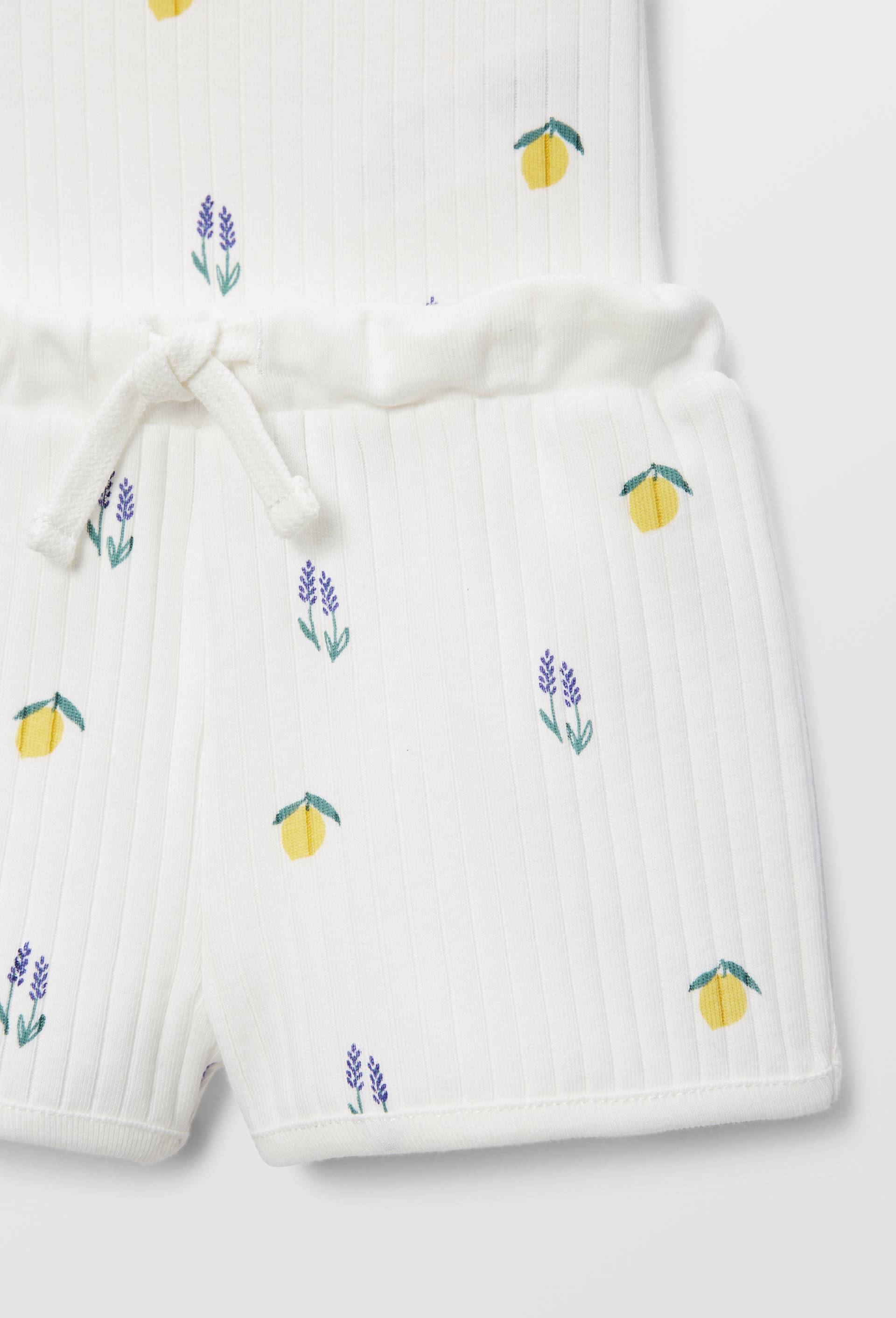 Ensemble body et short imprim&eacute; en coton BIO GOTS, Ecru, large image number 2.0