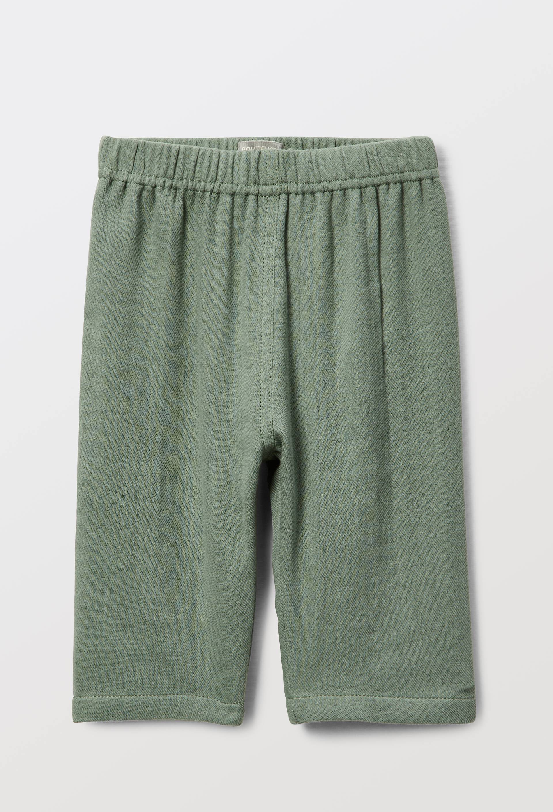 Pantalon uni en coton, Vert, swatch image