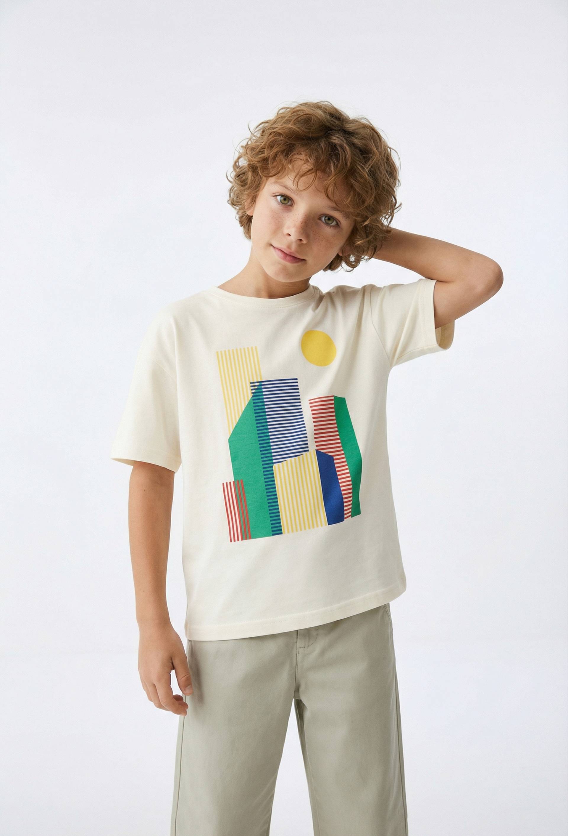 T-shirt manches courtes surteint en coton BIO, Beige clair, large image number 0.0