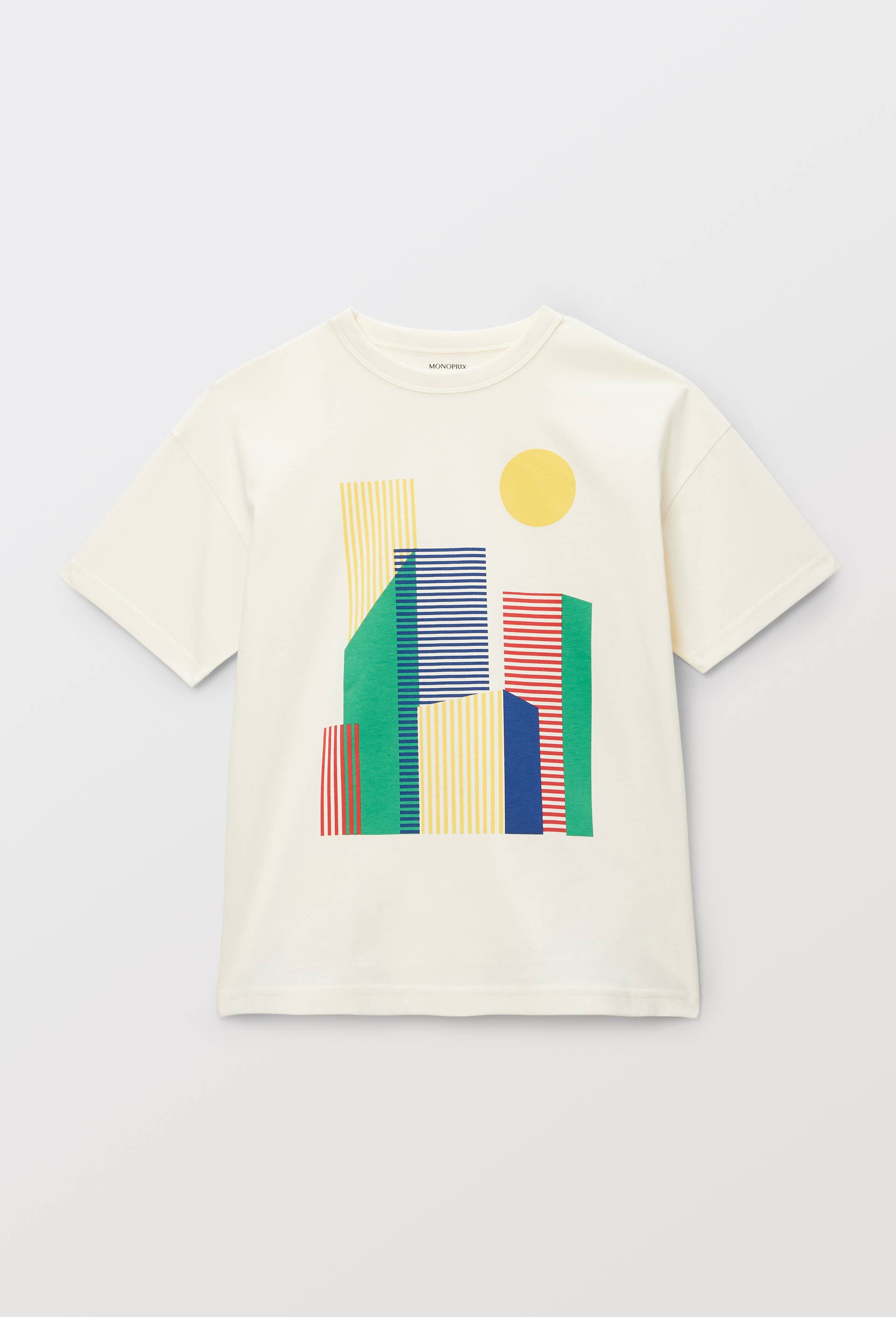T-shirt manches courtes surteint en coton BIO, Beige clair, large image number 1