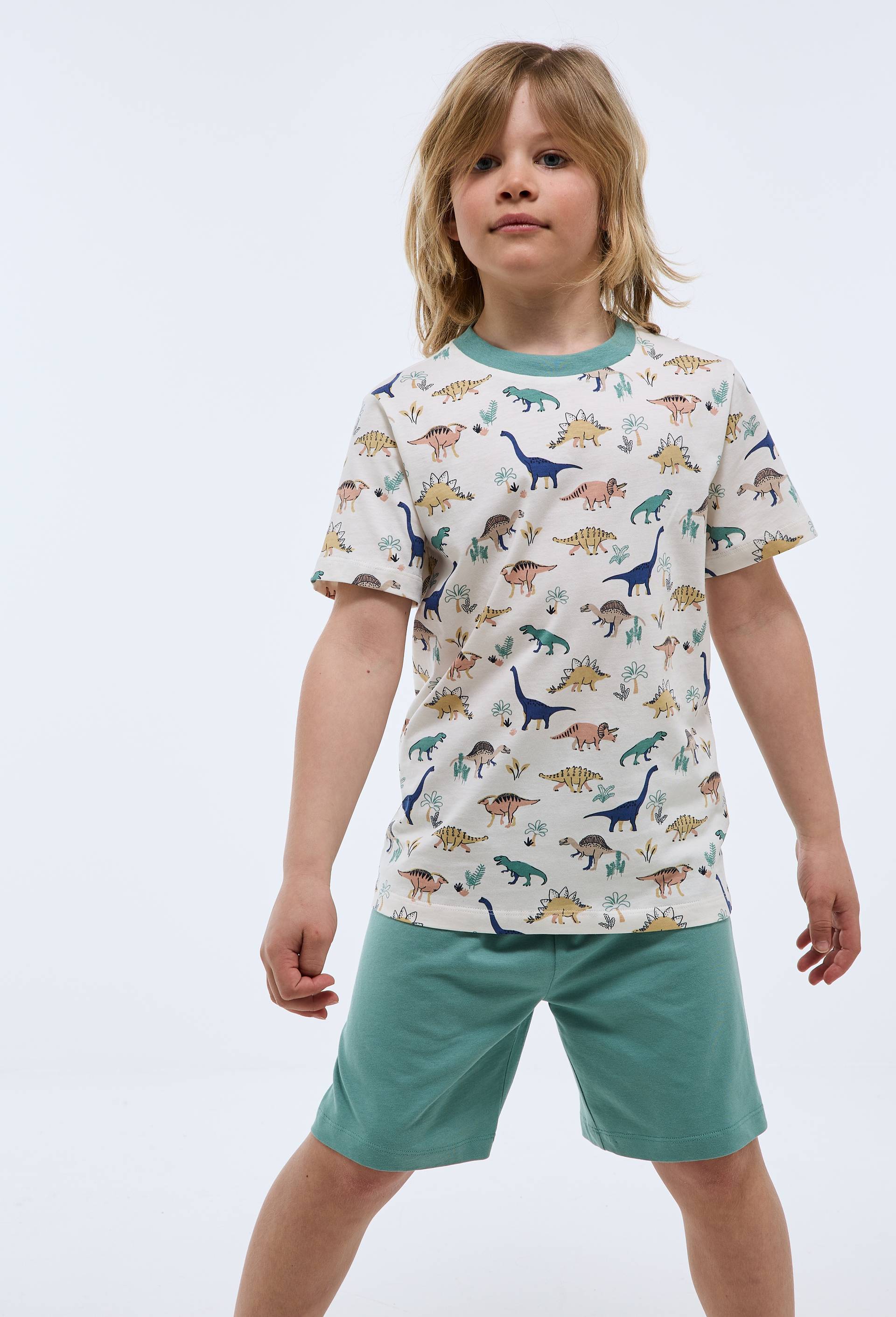 Pyjama short imprim&eacute; en jersey coton BIO GOTS, Vert, large image number 0.0