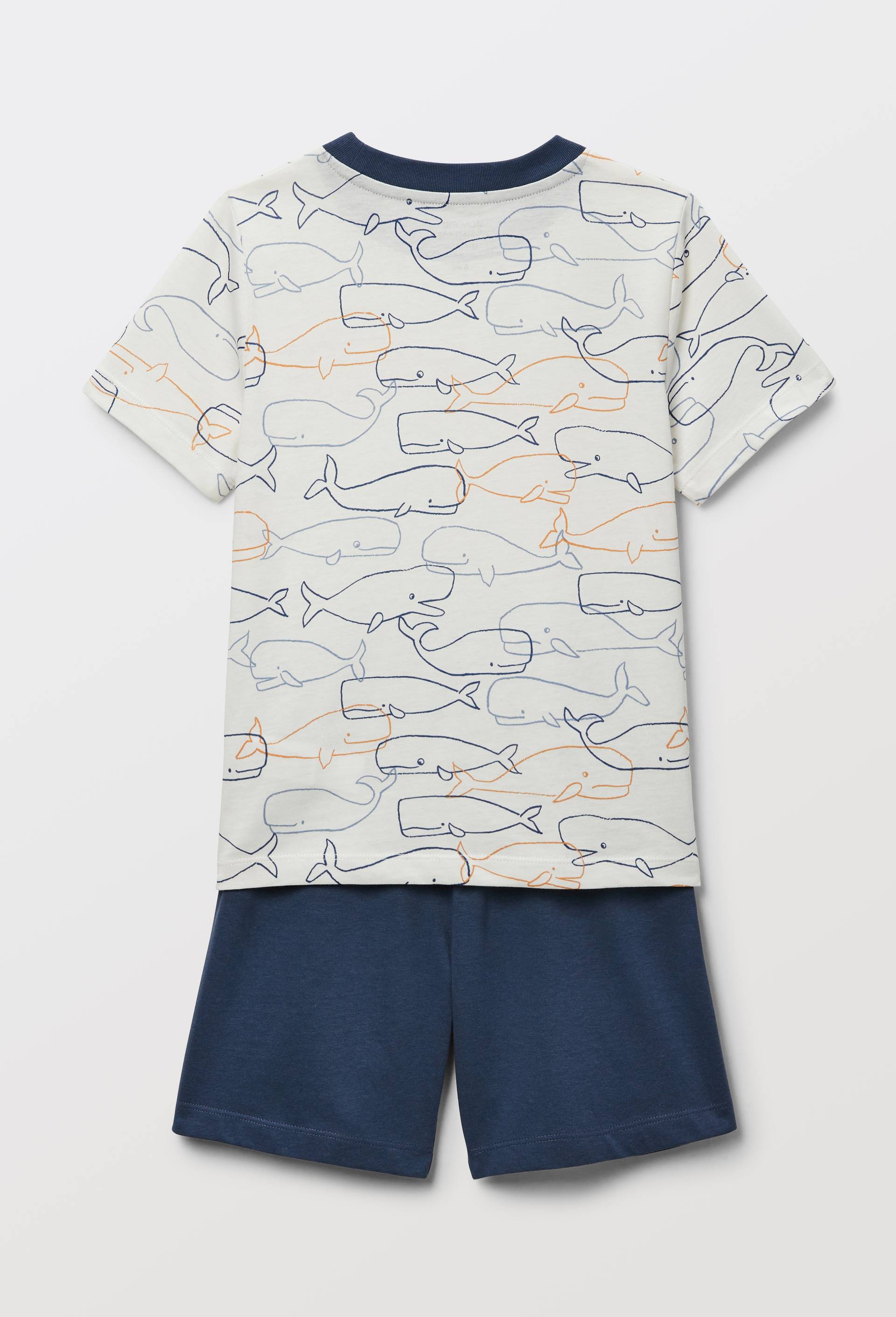 Pyjama short imprim&eacute; en coton jersey BIO GOTS, Bleu fonc&eacute;, large image number 2.0