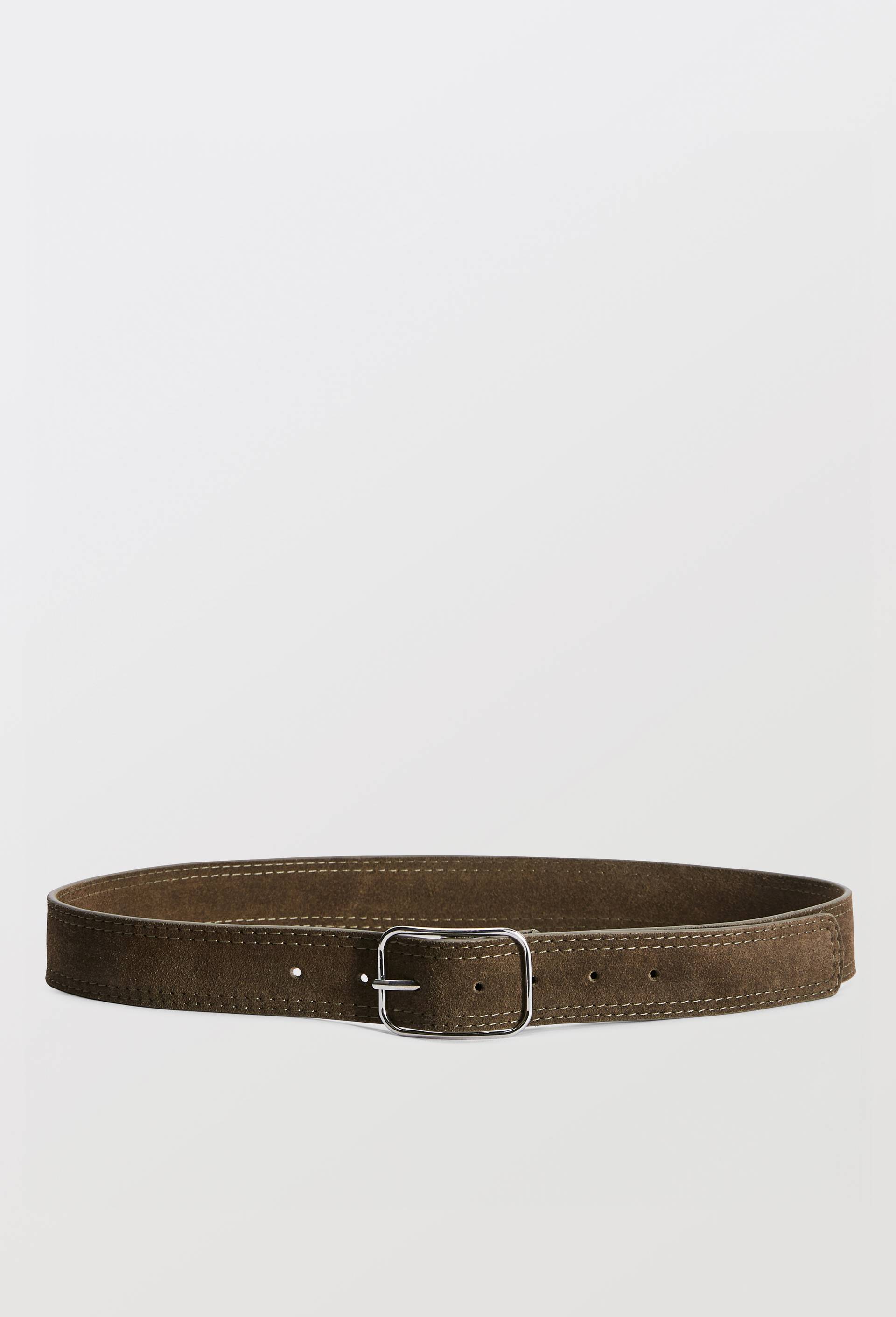 Ceinture 4cm en cro&ucirc;te de cuir, Vert fonc&eacute;, large image number 0.0