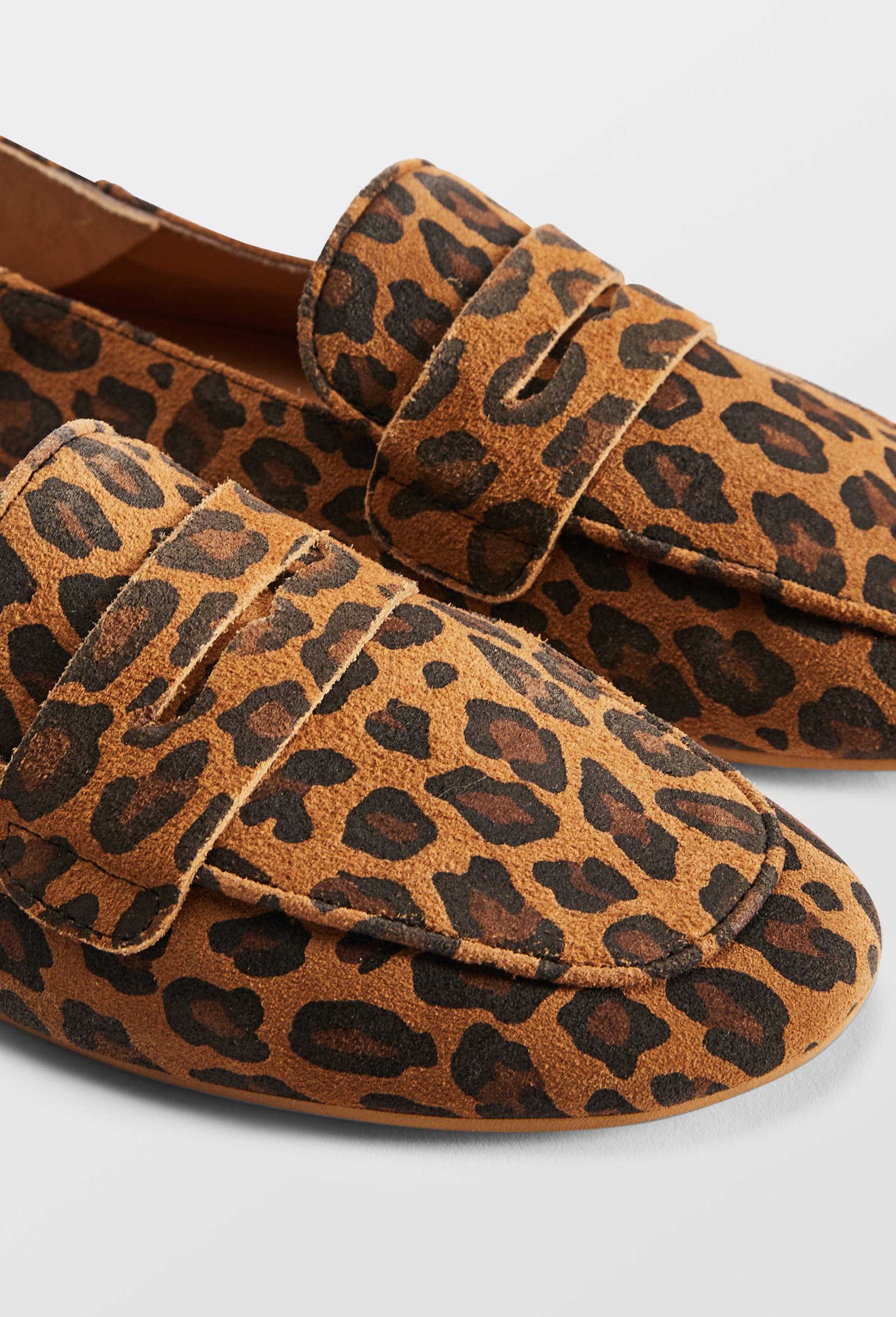 Mocassins en cuir imprim&eacute; l&eacute;opard, Brun clair, large image number 2