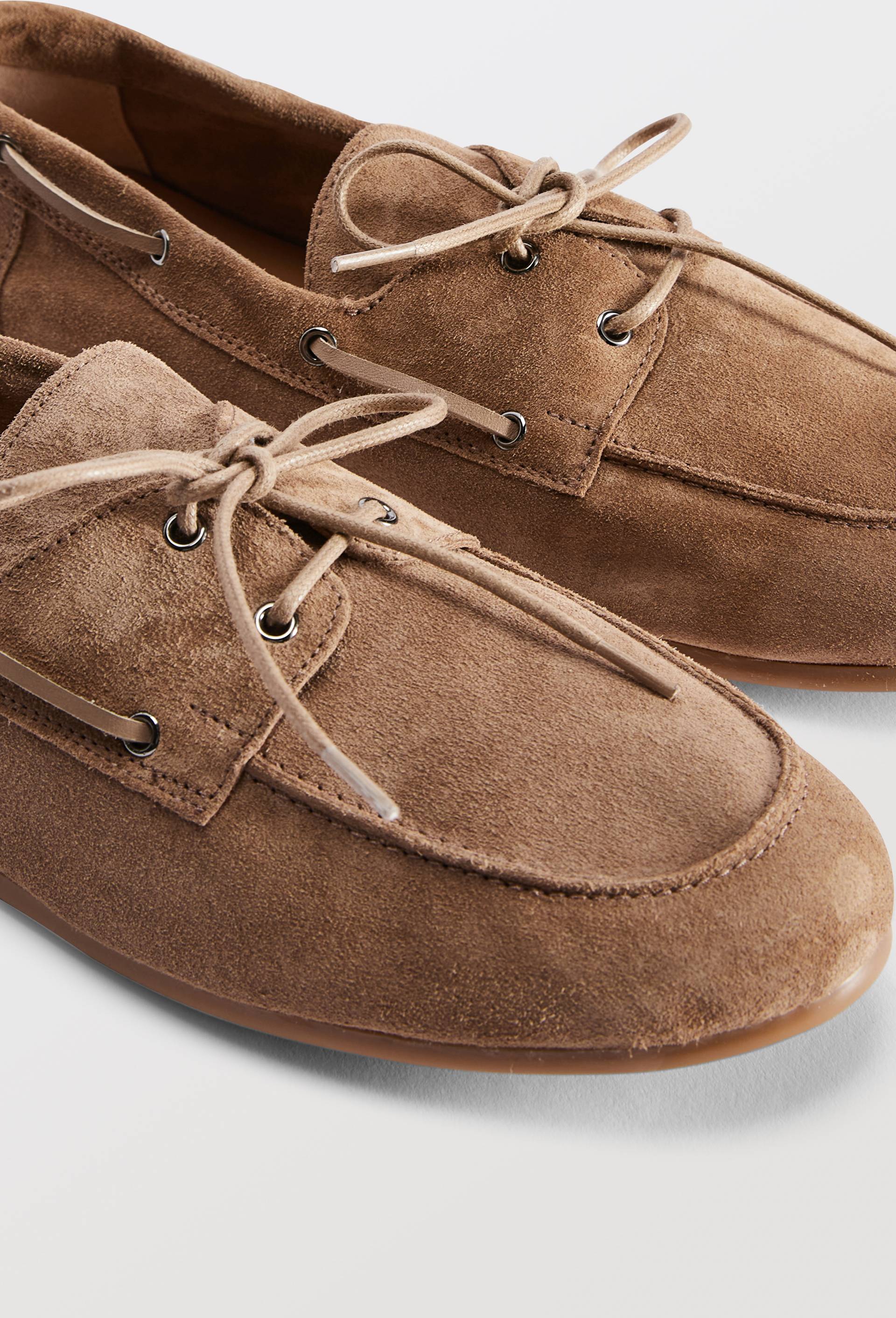 Chaussures bateau &agrave; lacets en cuir, Brun clair, large image number 2
