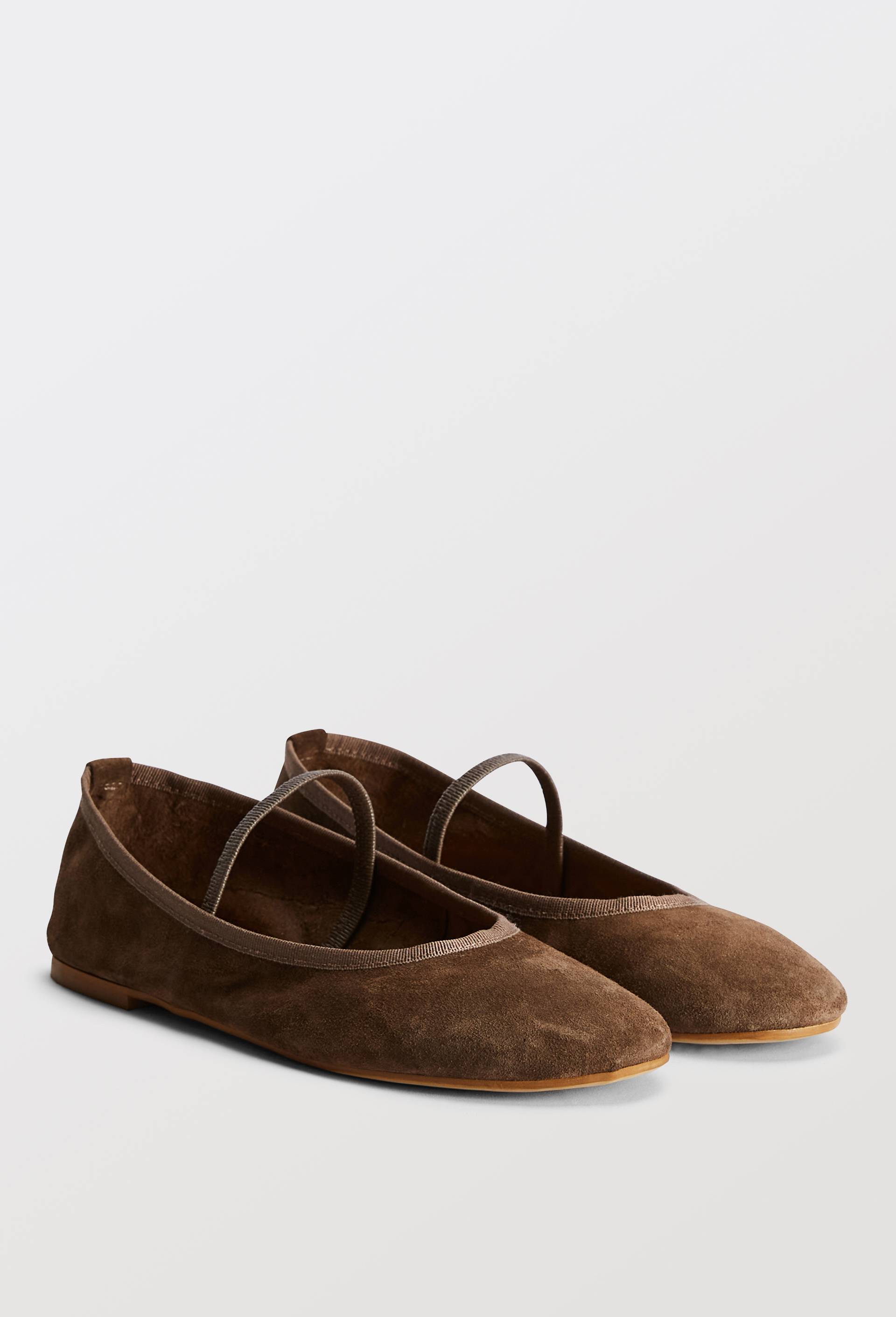 Ballerines &agrave; bride en cuir, Brun, swatch image