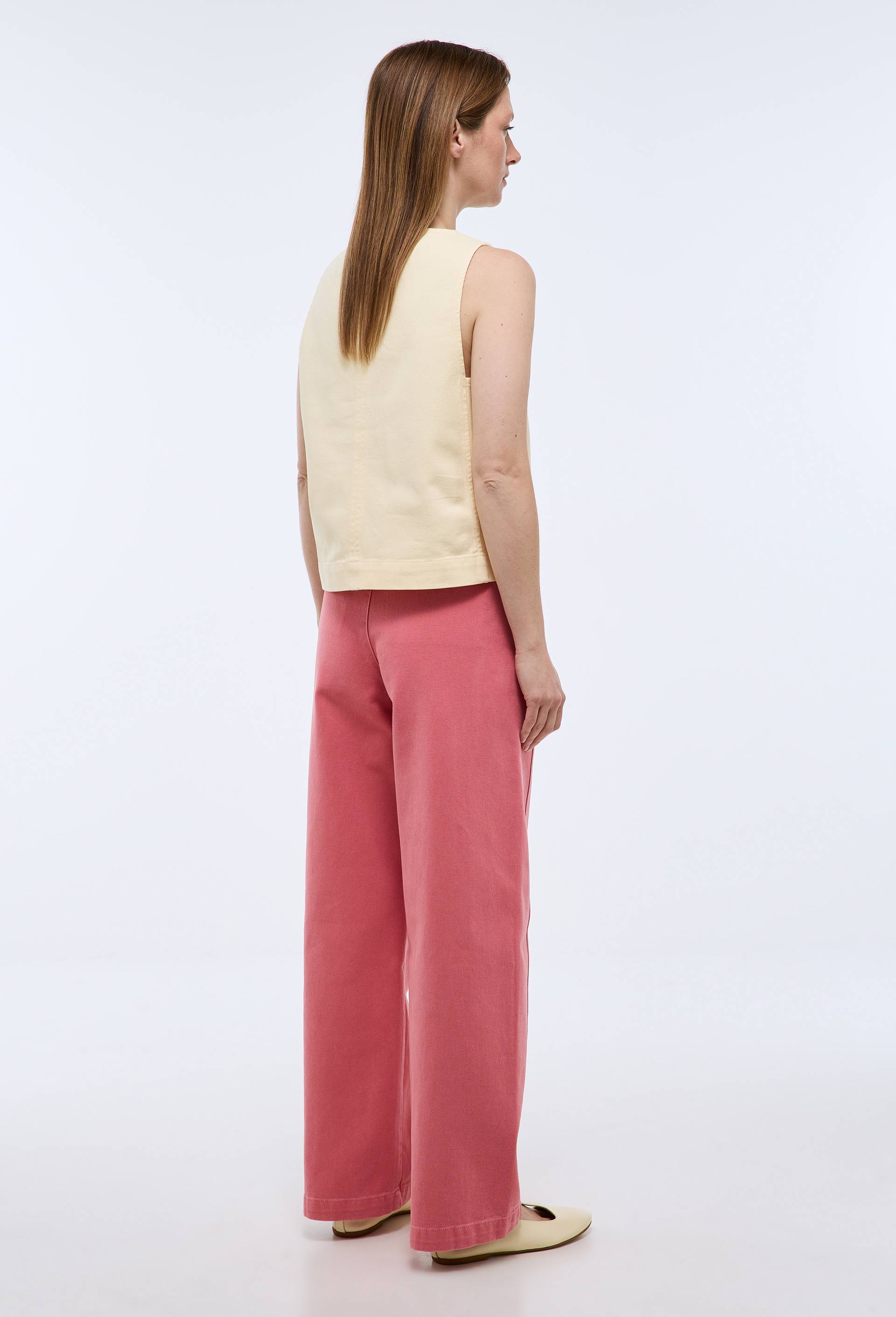 Pantalon barrel en coton, poches c&ocirc;t&eacute;s, Rose, large image number 1.0