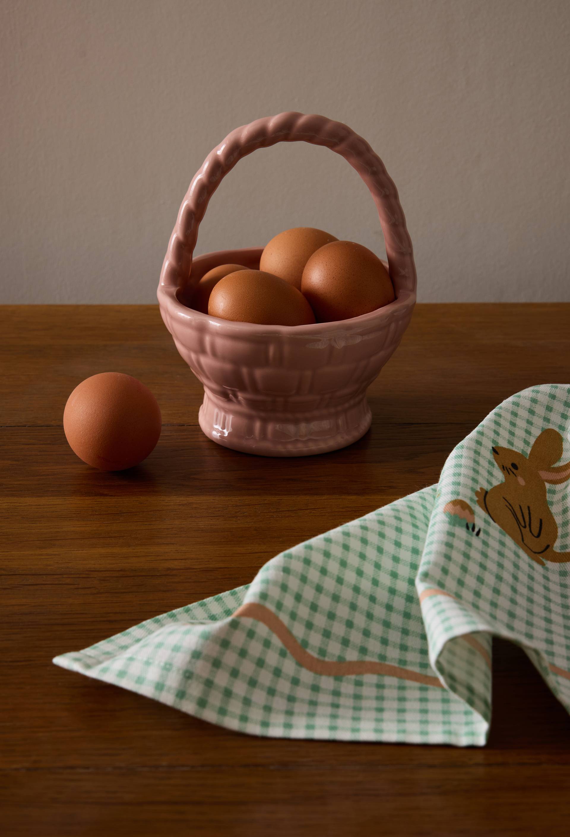 Panier tressage c&eacute;ramique, 13cm, Rose clair, large image number 0.0
