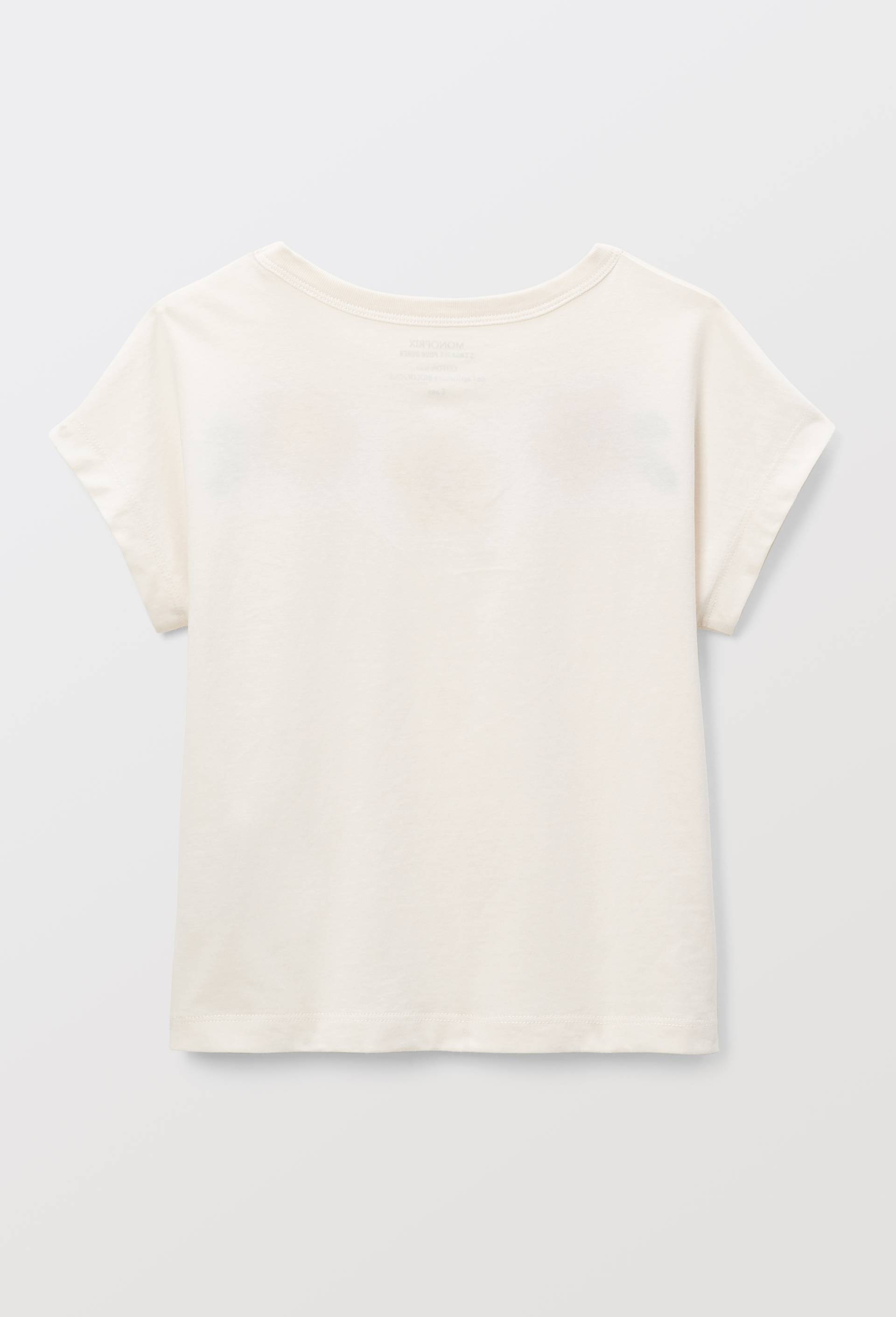 T-shirt manches courtes  brod&eacute; en coton BIO GOTS, Beige clair, large image number 2.0