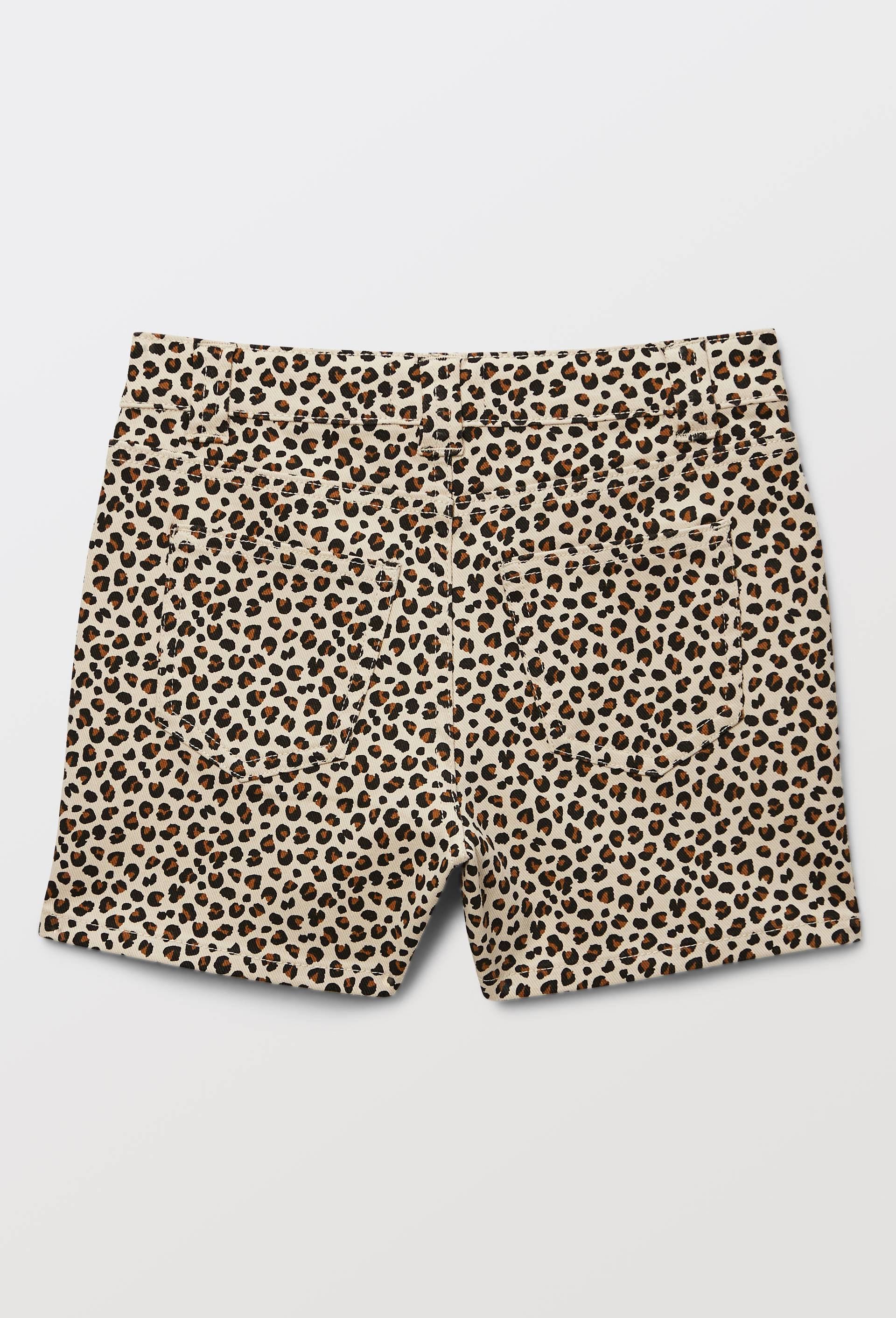 Short imprim&eacute; leopard en coton, Beige clair, large image number 2