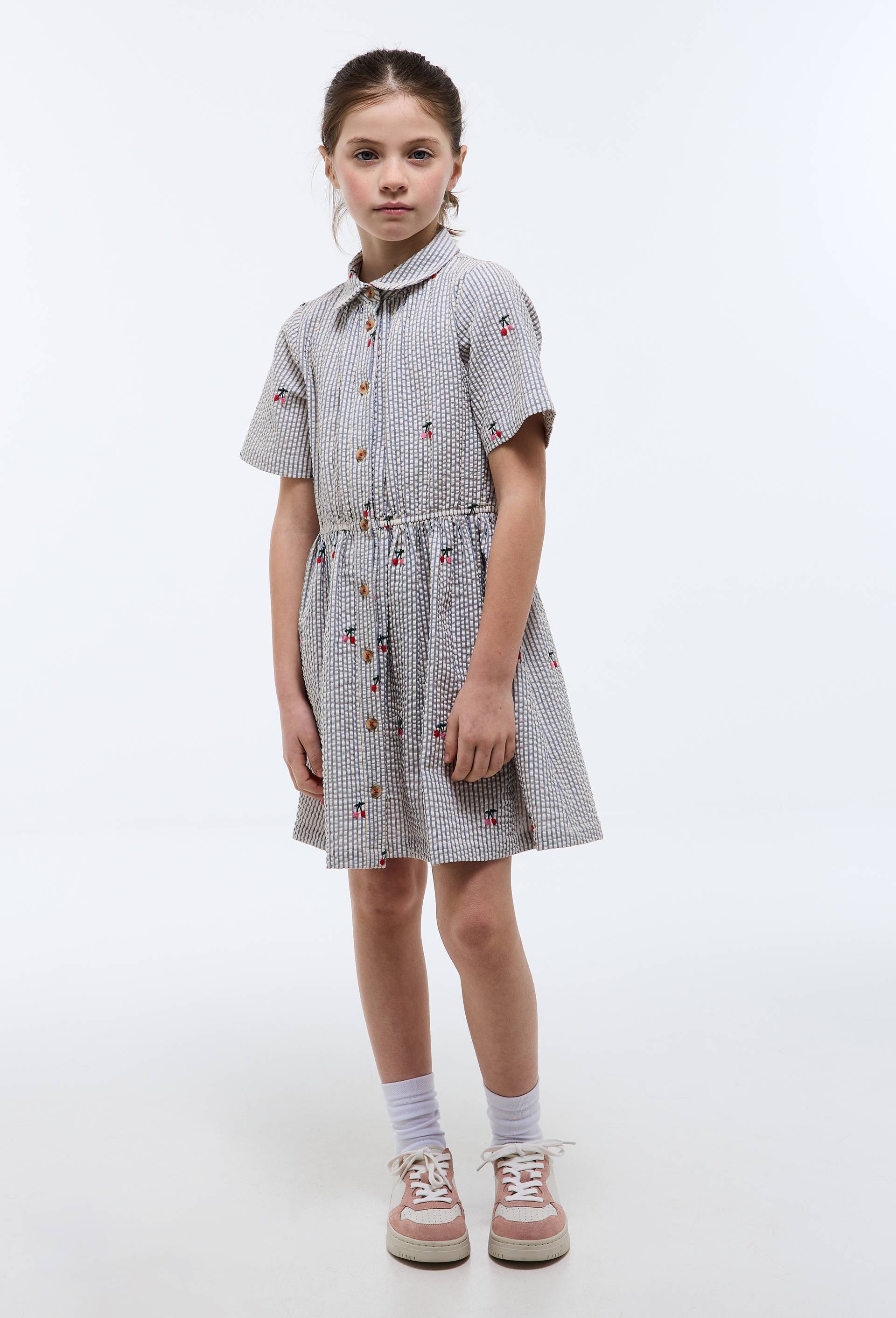 Robe col chemise imprim&eacute;e en coton, Bleu fonc&eacute;, large image number 0