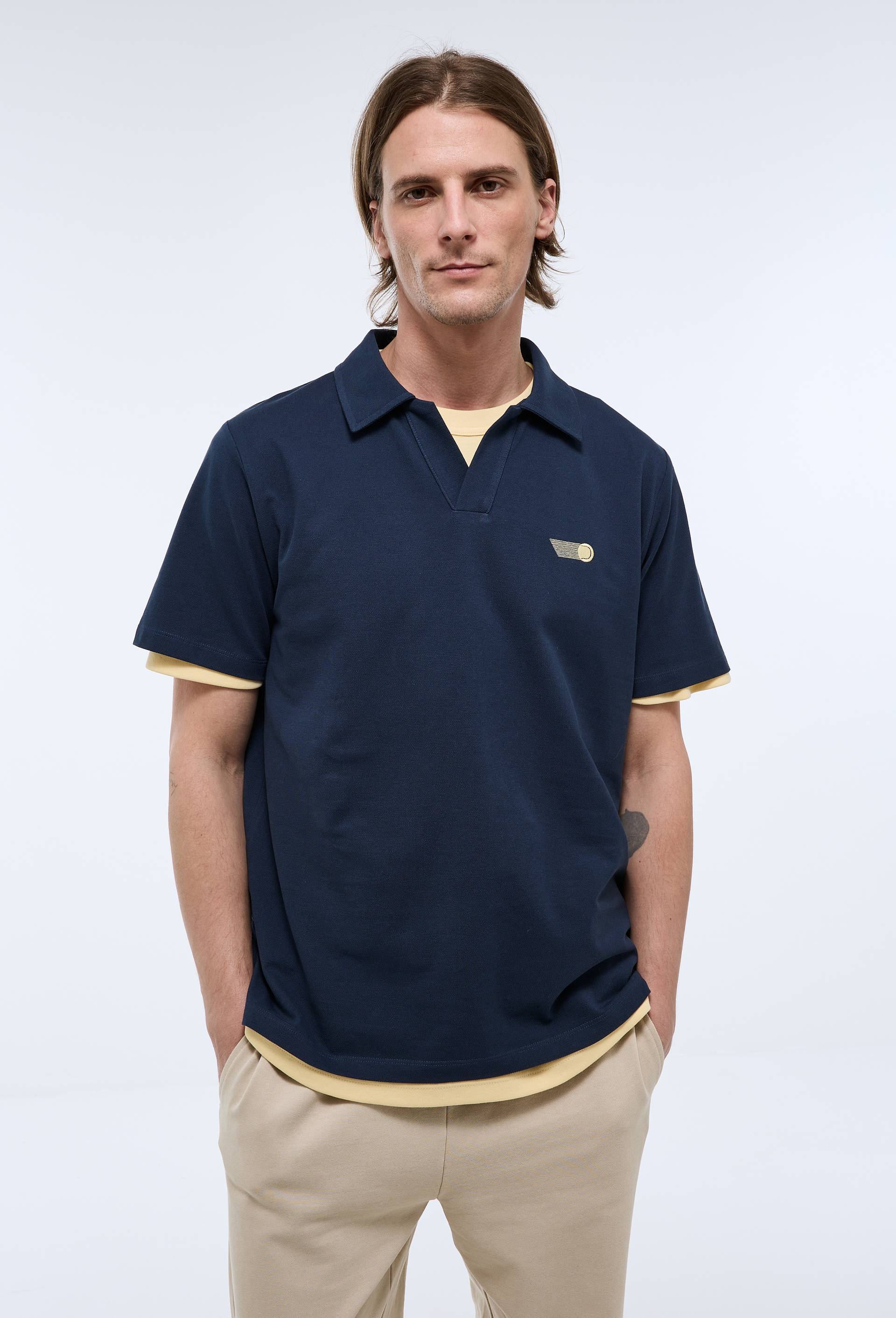Polo manches courtes en coton BIO GOTS, Bleu fonc&eacute;, large image number 0.0