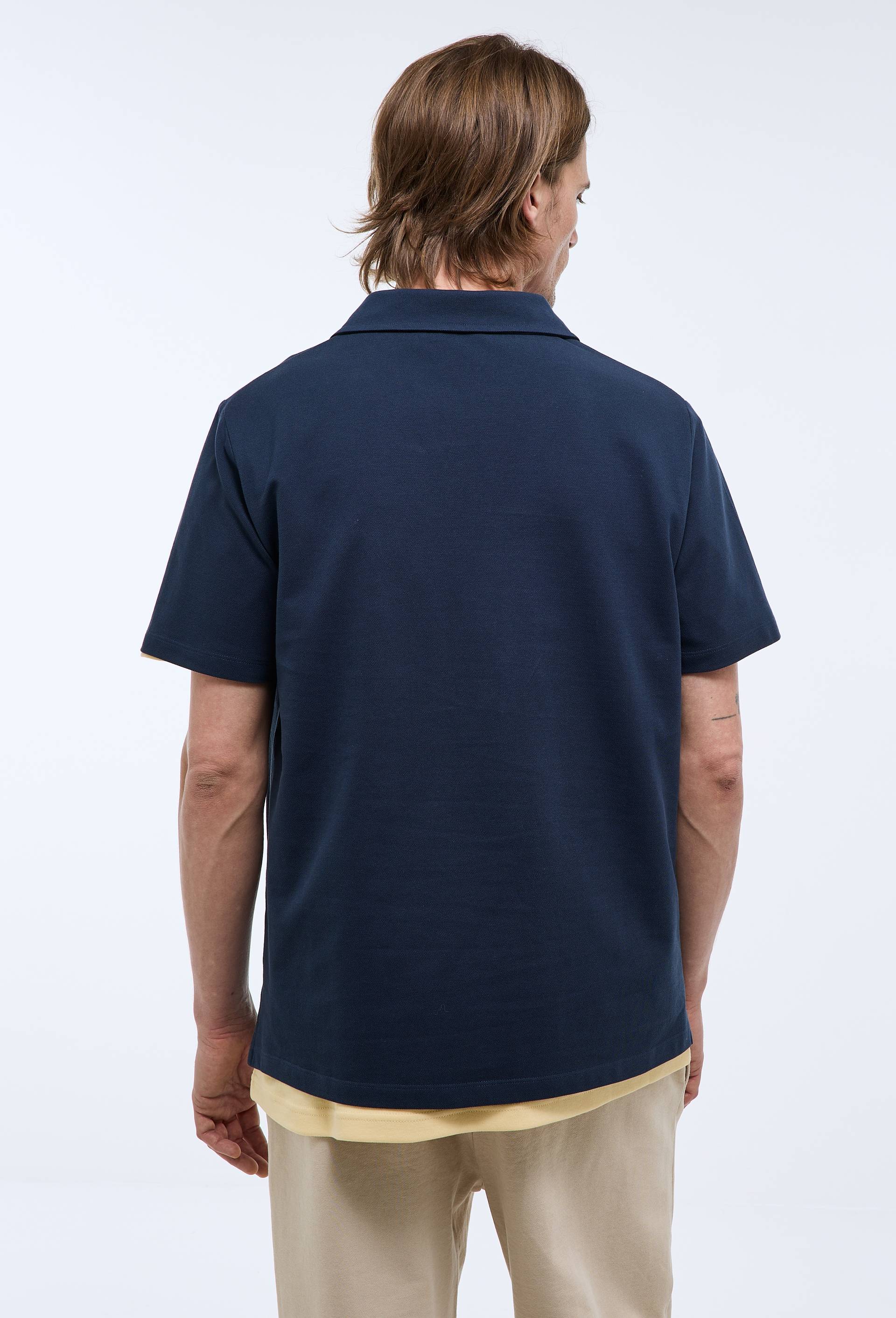 Polo manches courtes en coton BIO GOTS, Bleu fonc&eacute;, large image number 1